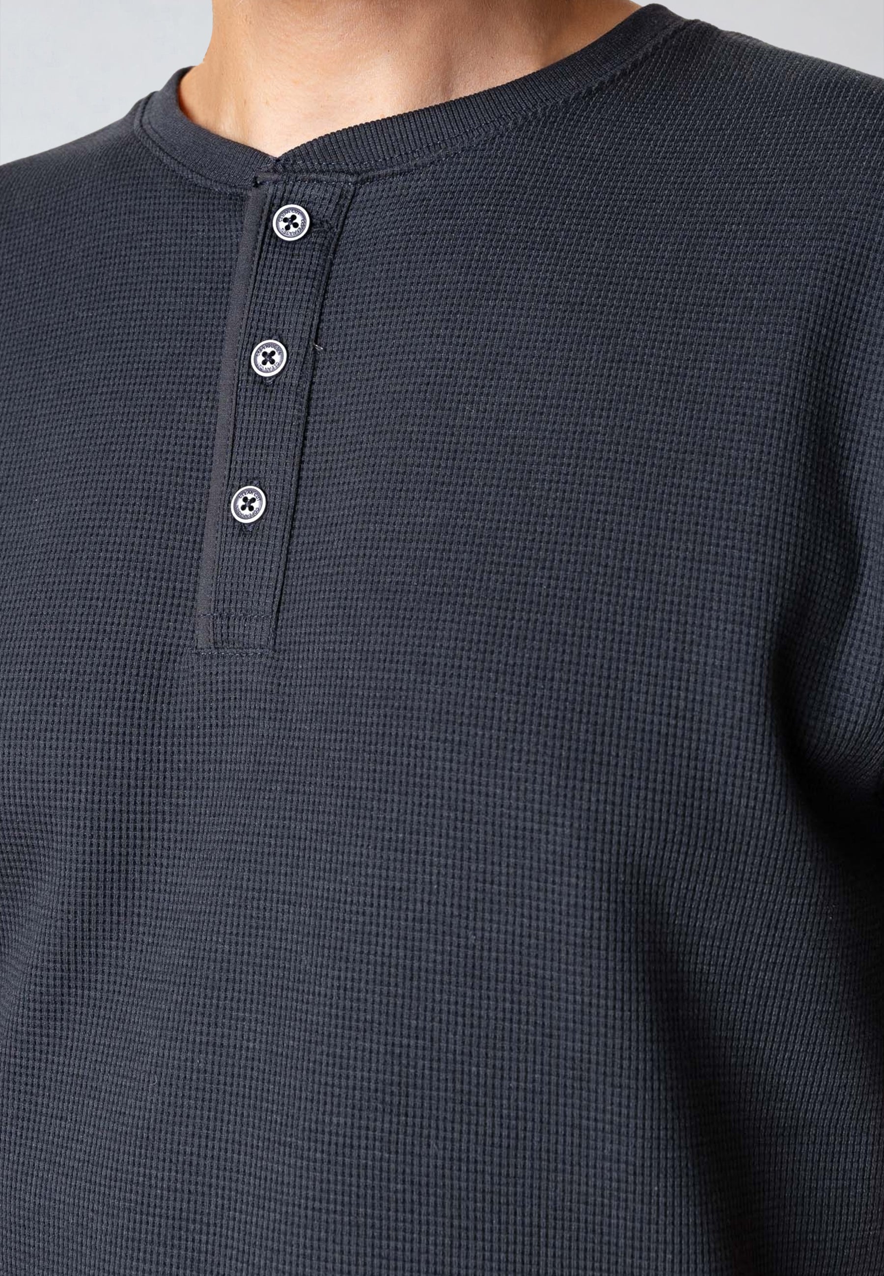 clean-cut-copenhagen-cal-grandad-t-shirt-dark-navy-waffle image 3