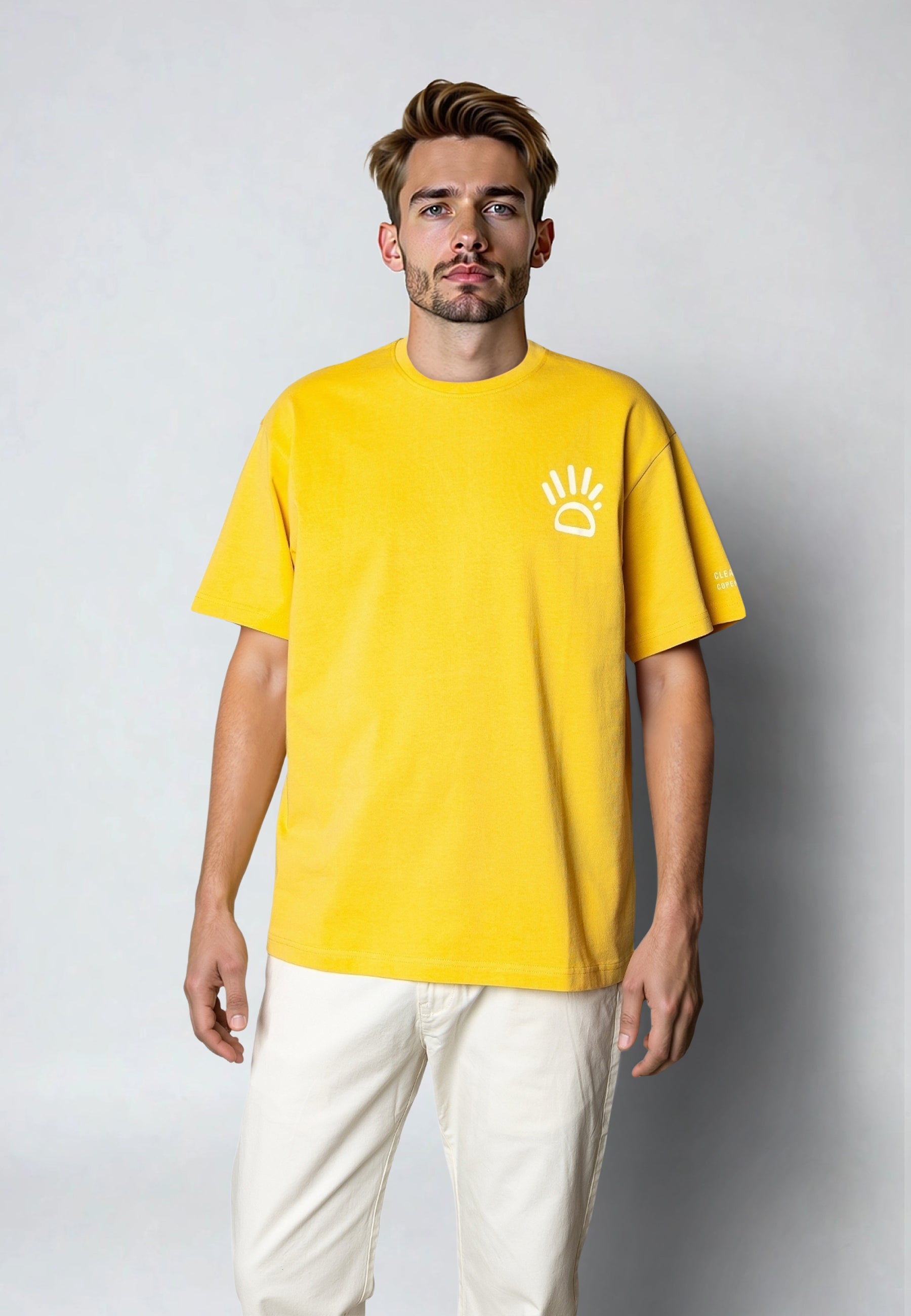 clean-cut-copenhagen-michael-organic-t-shirt-herren-warm-yellow image 1
