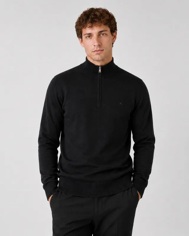 clean-cut-copenhagen-merino-half-zip-pullover-schwarz image 1