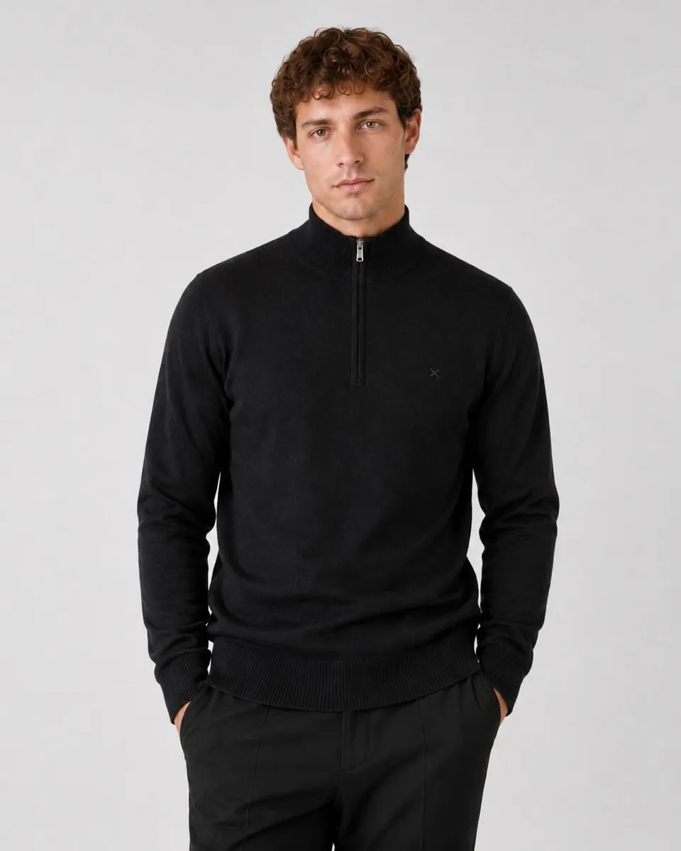 clean-cut-copenhagen-merino-half-zip-pullover-schwarz image 1
