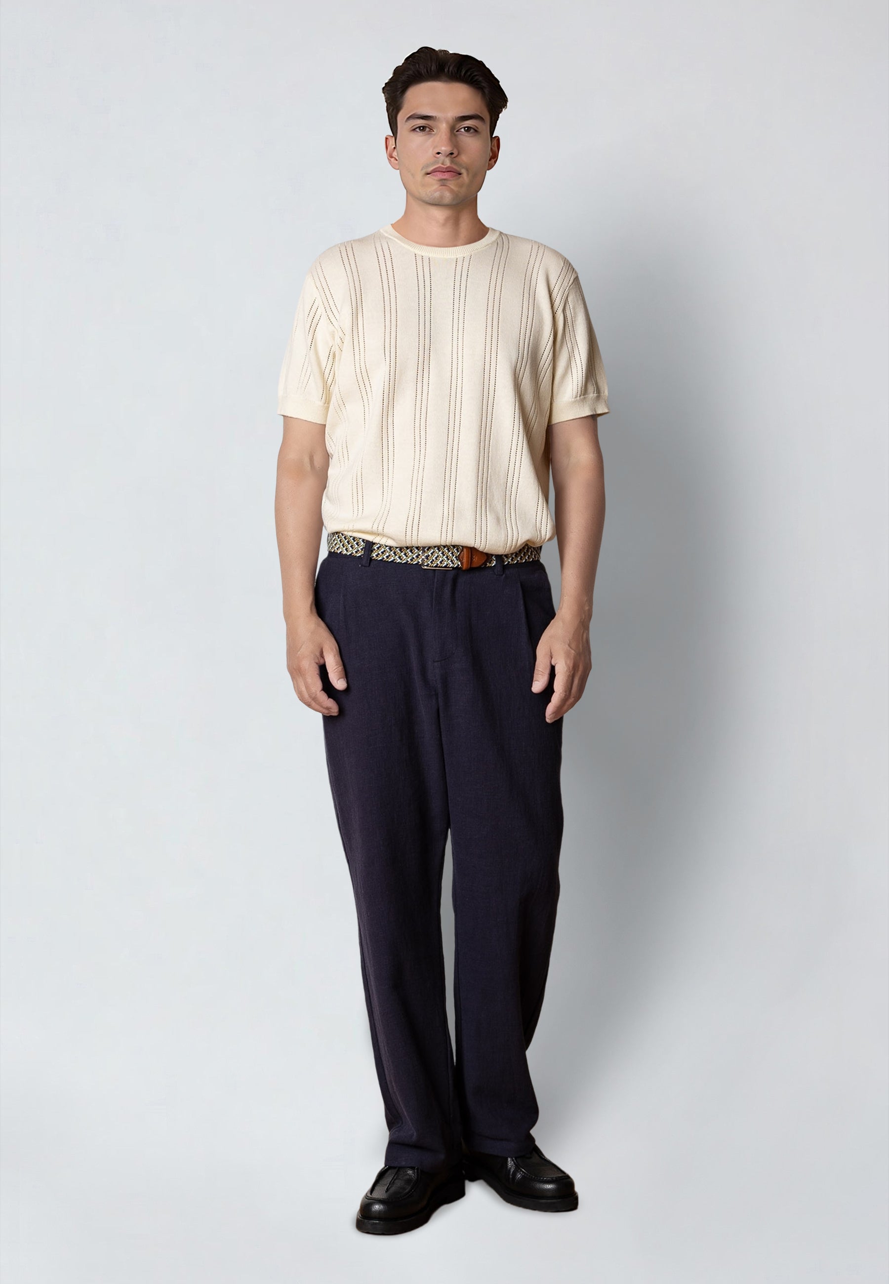 clean-cut-copenhagen-robin-strick-t-shirt-ecru image 1
