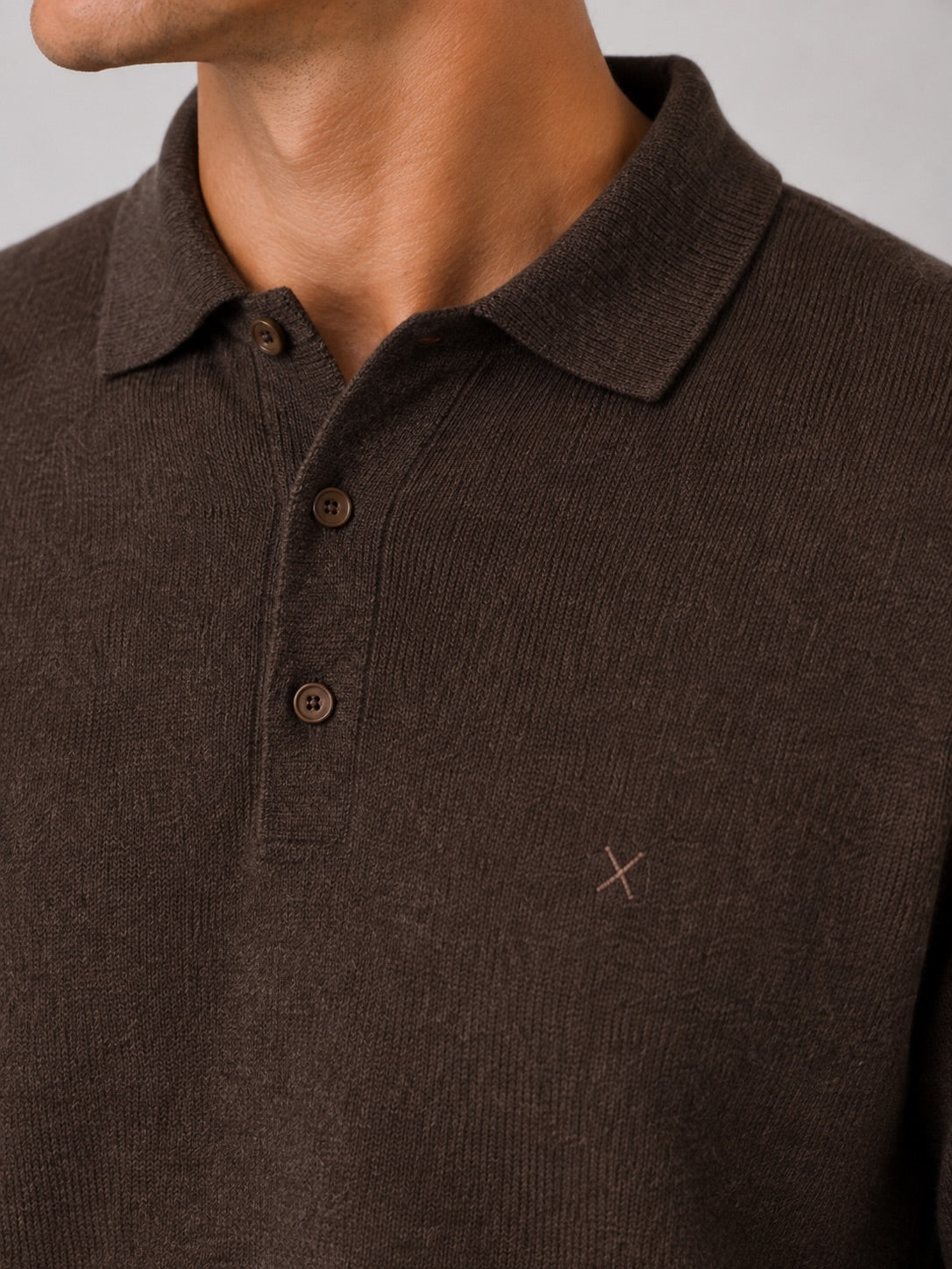 clean-cut-copenhagen-merino-polo-herren-brown-melange-strick image 2