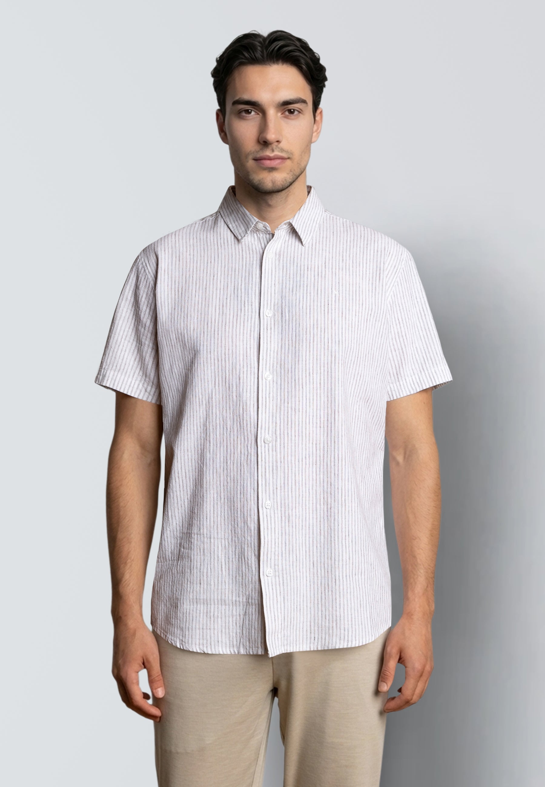clean-cut-copenhagen-luca-kurzarmhemd-wei-leinen-streifen image 3