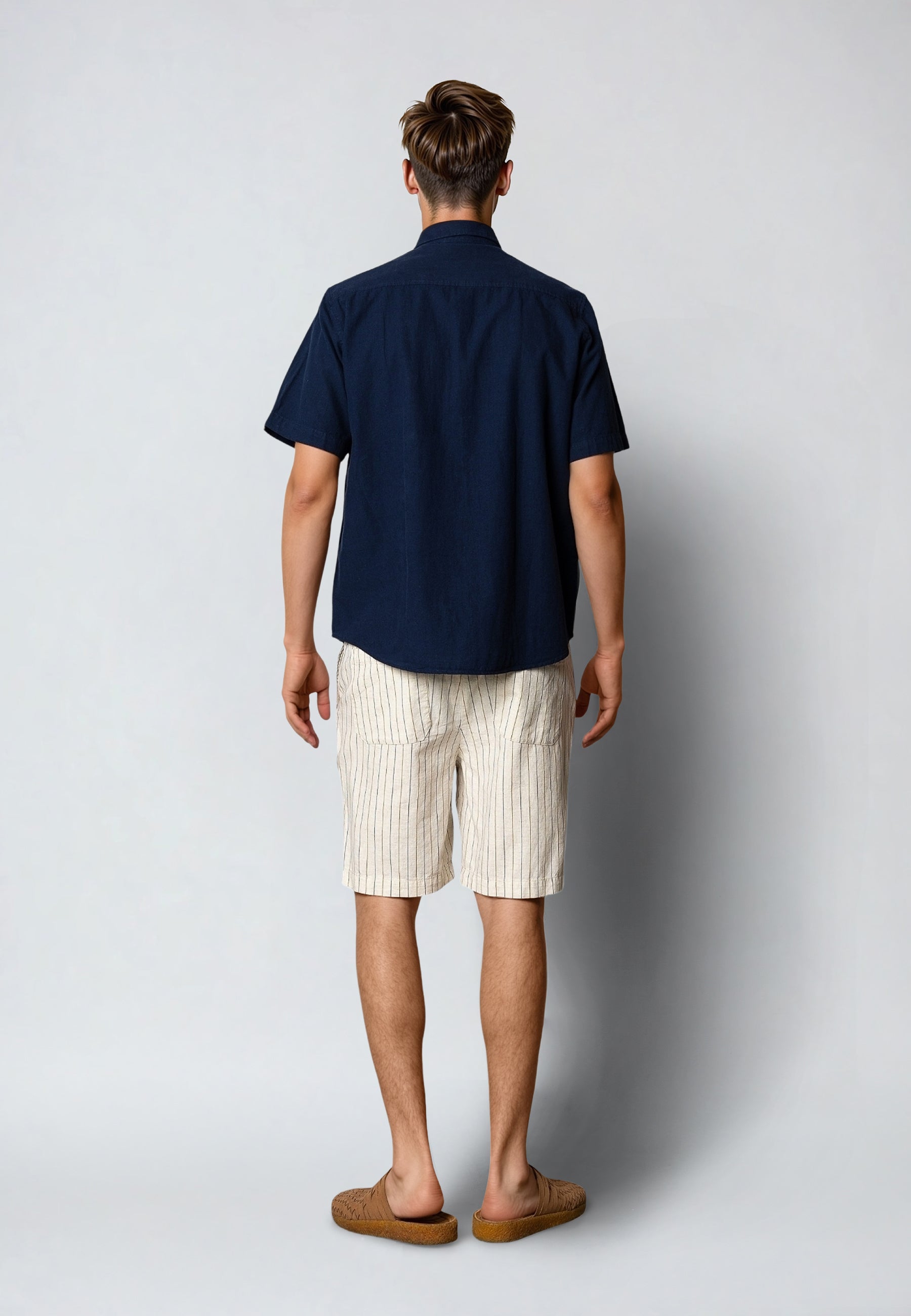 clean-cut-copenhagen-ran-leinen-shorts-hellbeige-gestreift-kordelzug image 4