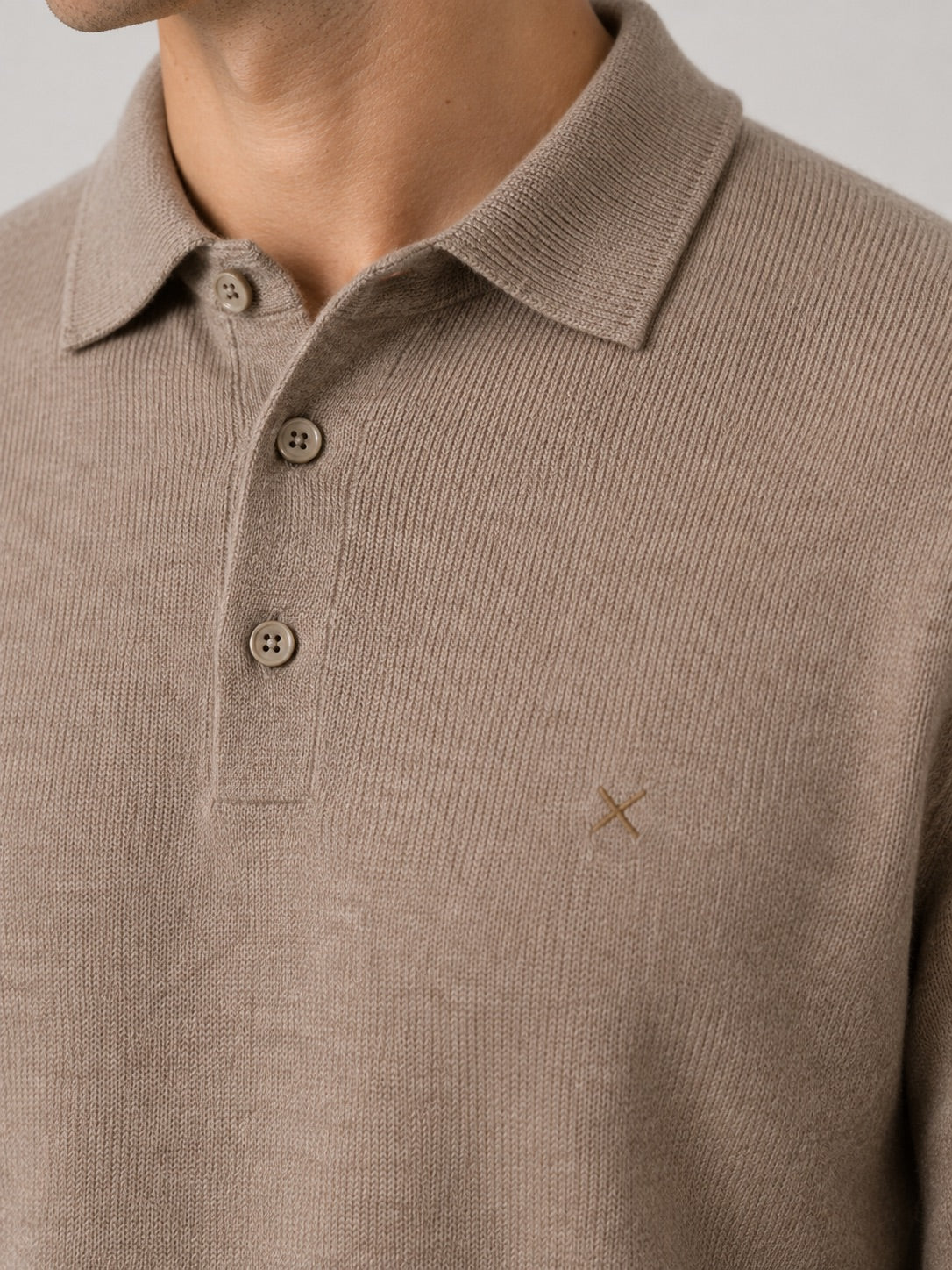clean-cut-copenhagen-merino-polo-strick-dunkelbeige-herren image 2