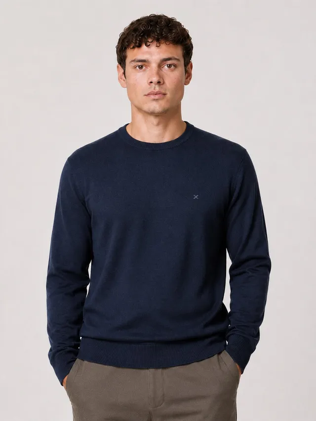 clean-cut-copenhagen-merino-crewneck-strickpullover-navy image 1