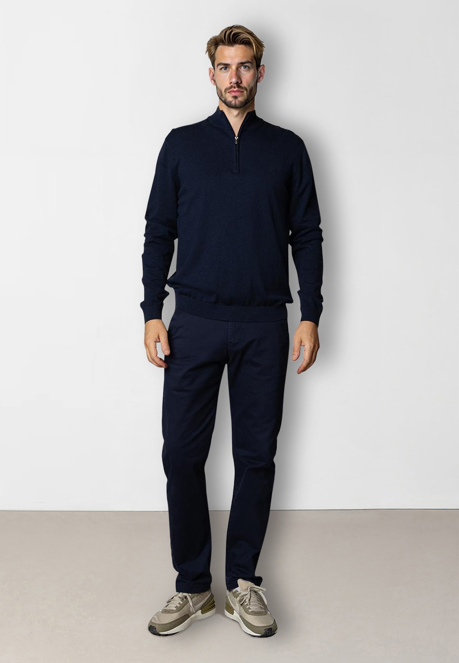 clean-cut-copenhagen-claude-half-zip-strickpullover-navy-melange image 2