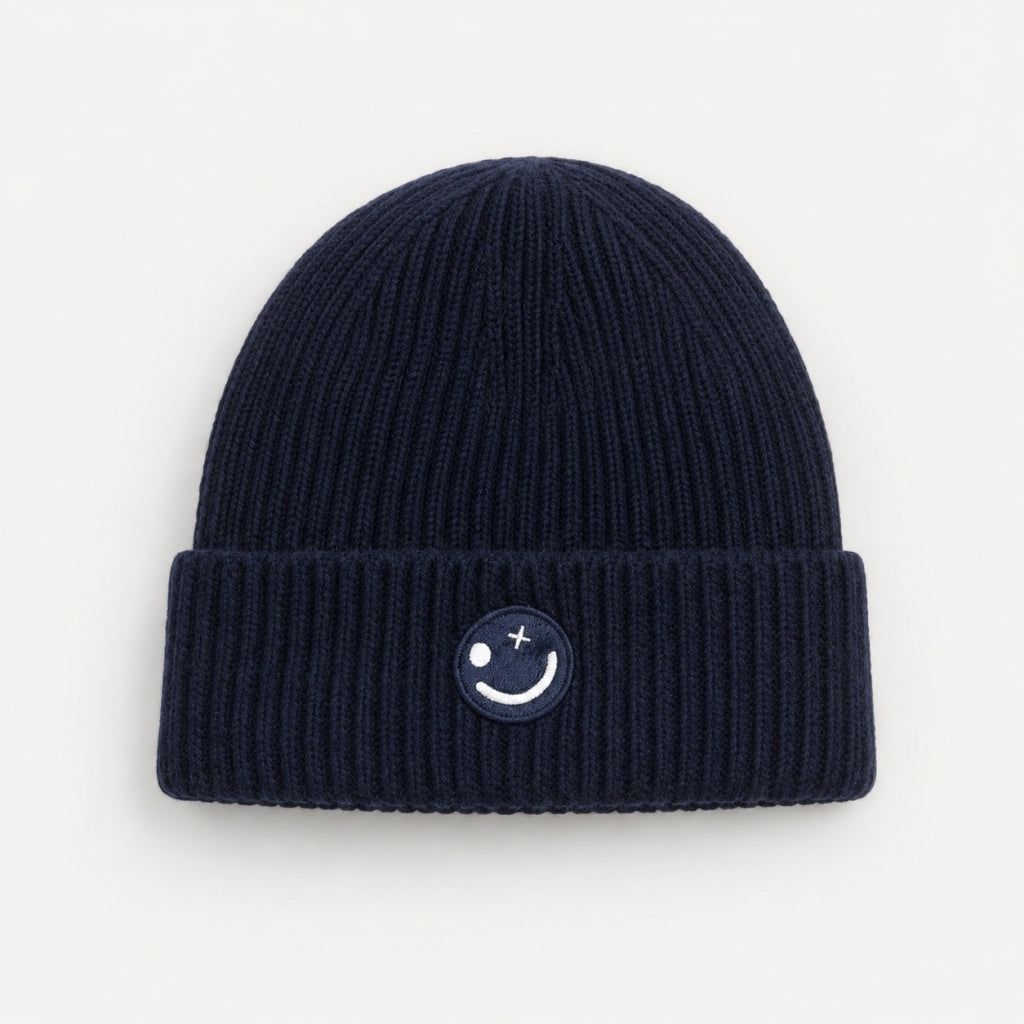 clean-cut-copenhagen-smiley-beanie-dunkelblau-wollmix-strickm-tze image 3