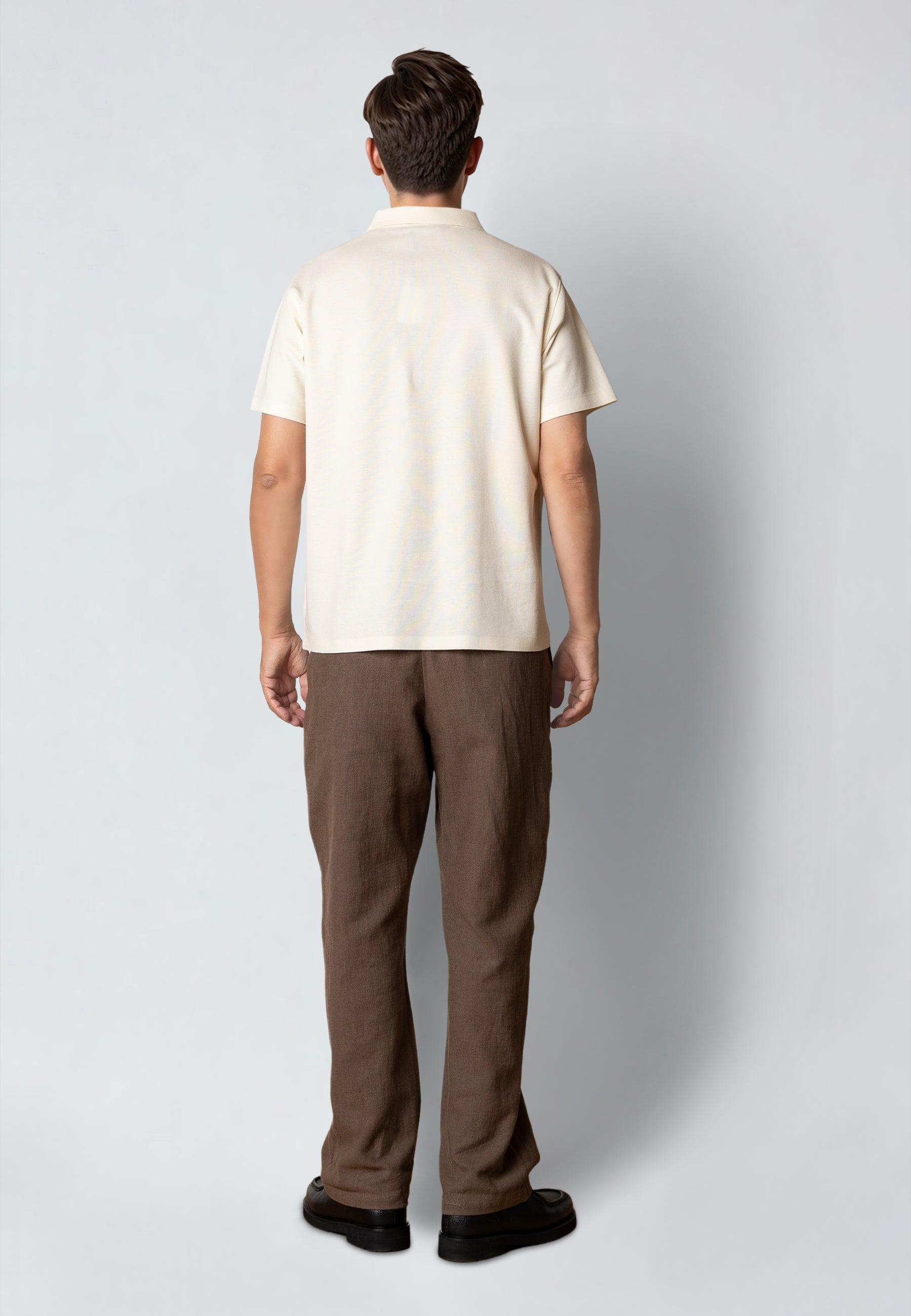 clean-cut-copenhagen-joss-zip-polo-ecru-baumwolle image 4