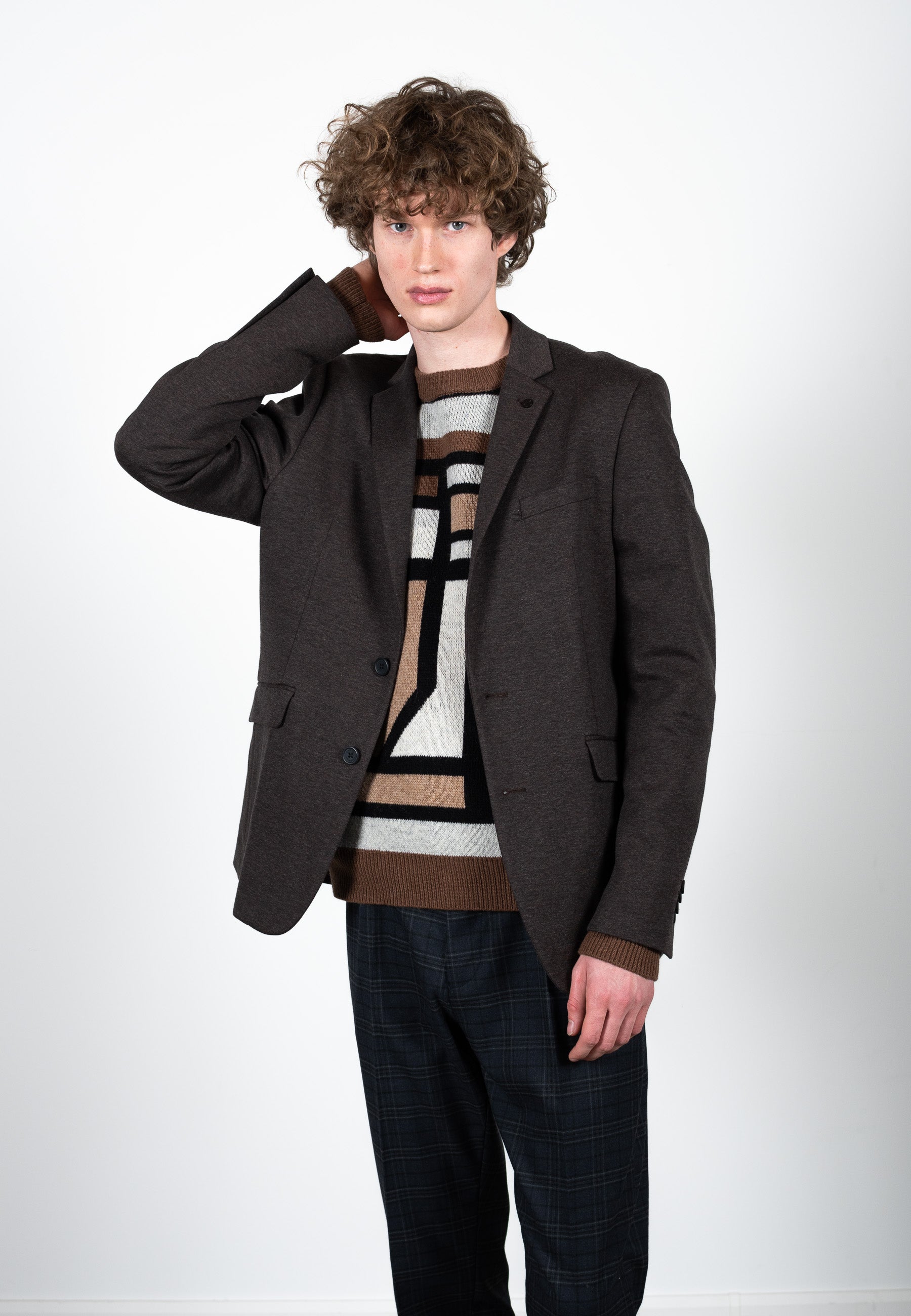 clean-cut-copenhagen-milano-stretch-jersey-blazer-braun-melange-48 image 5