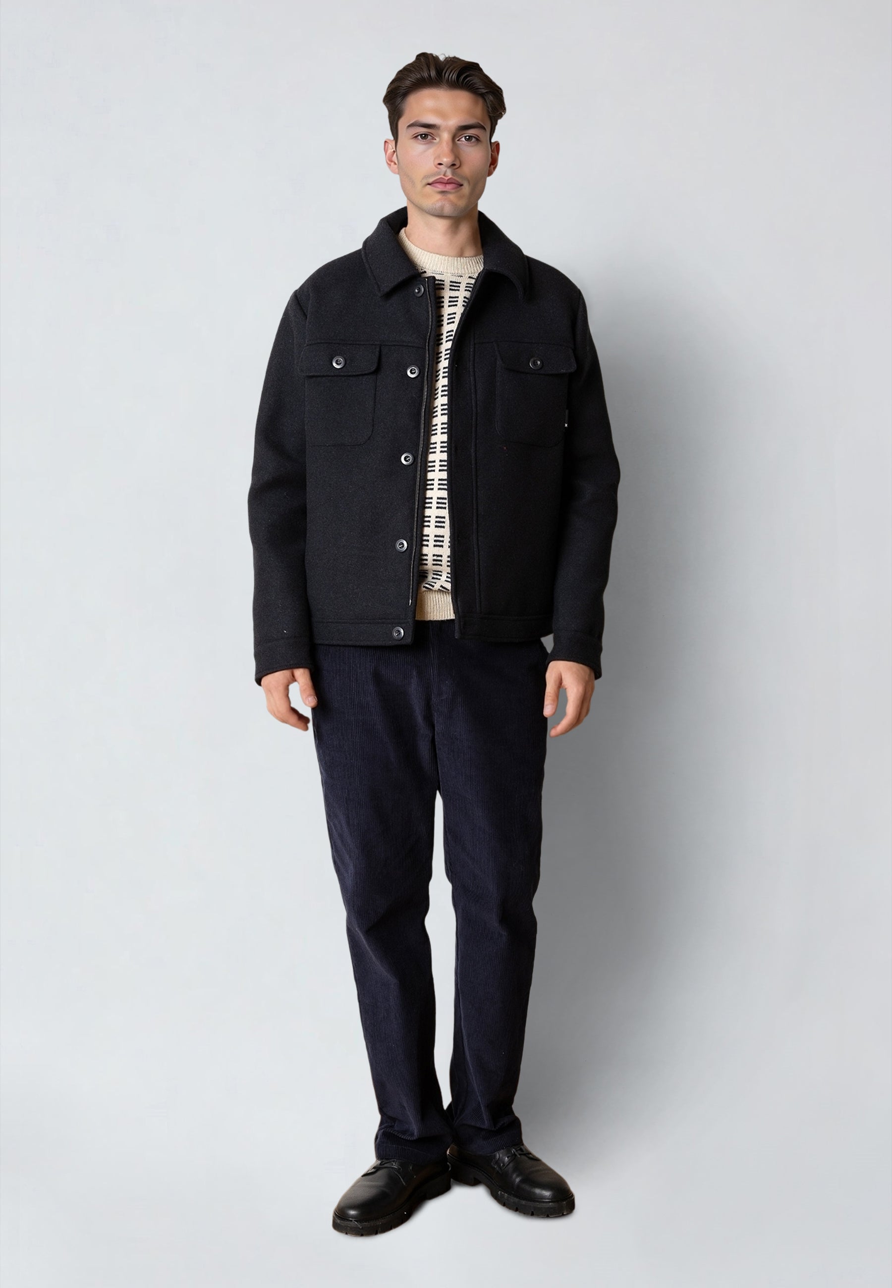 clean-cut-copenhagen-luke-wool-jacke-dark-navy-wollmix image 1