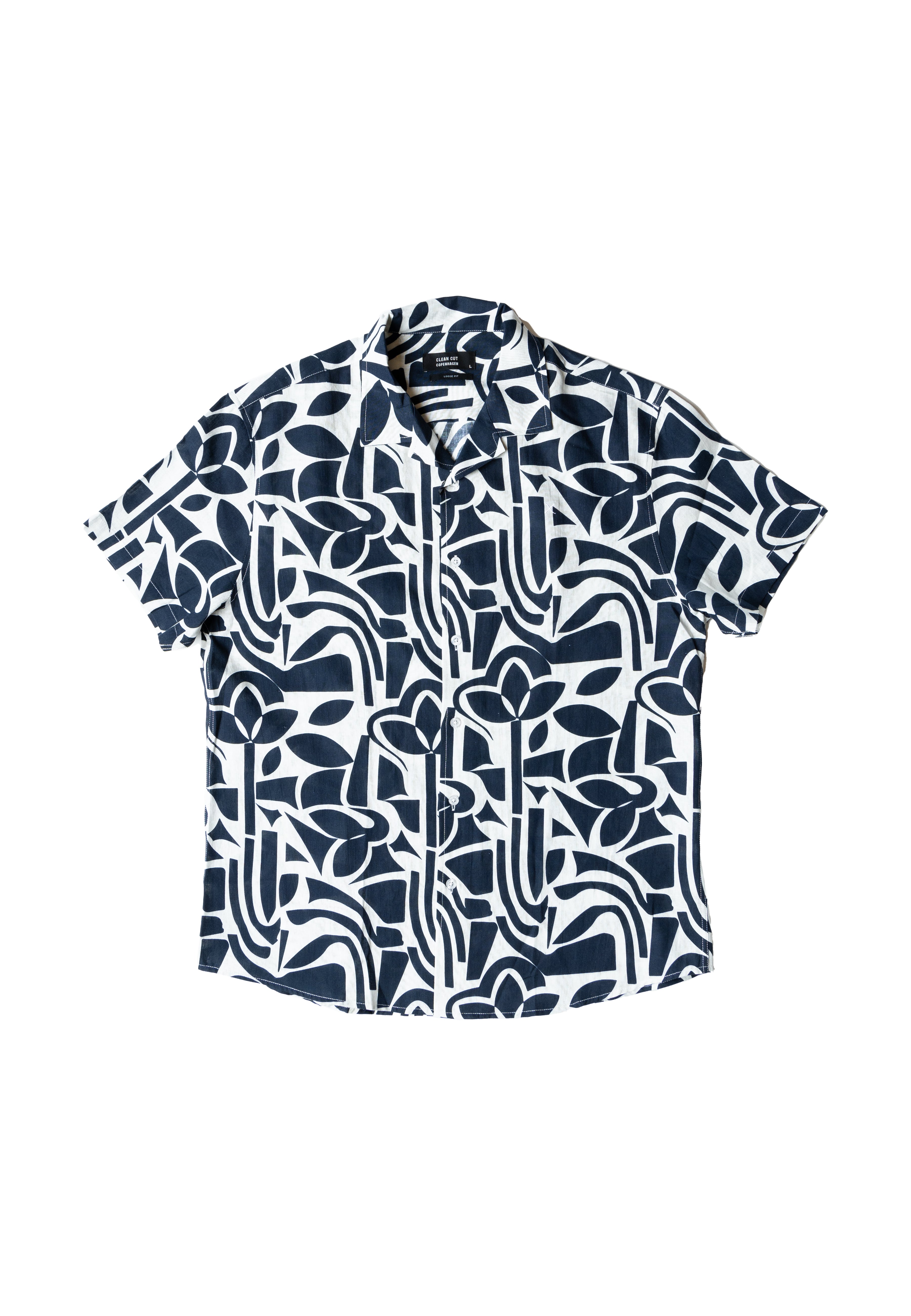 clean-cut-copenhagen-noah-hemd-navy-ecru-tencel-print image 1