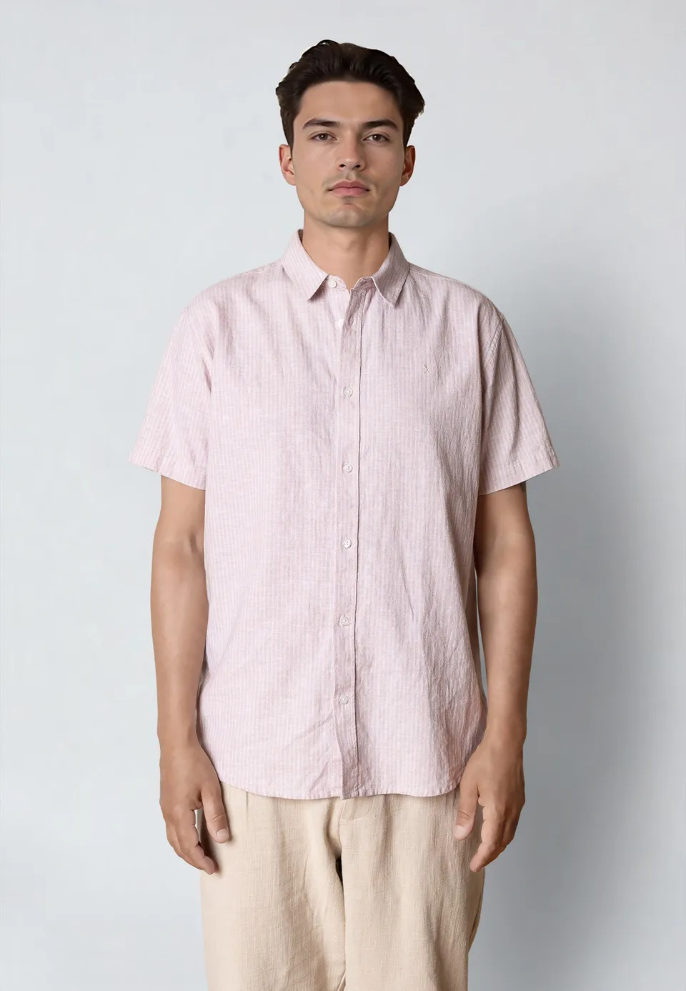 clean-cut-copenhagen-luca-kurzarmhemd-violet-ice-white-gestreift image 1