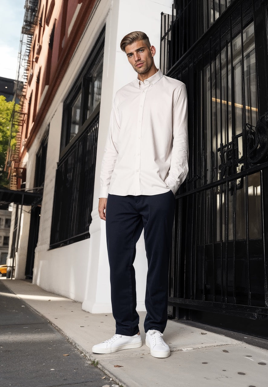 clean-cut-copenhagen-oxford-stretch-hemd-sand-melange image 1