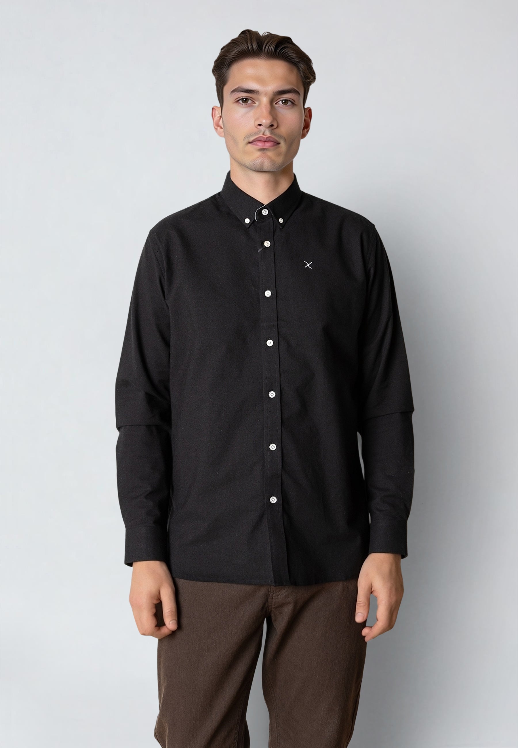 clean-cut-copenhagen-oxford-stretch-shirt-herrenhemd-schwarz image 1