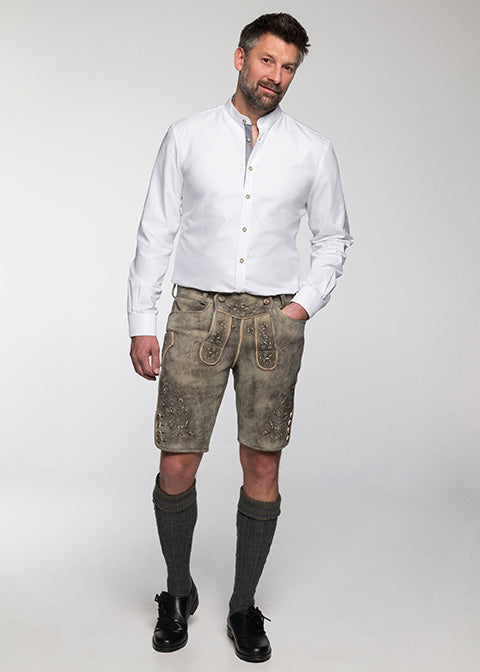 beckert-hocheck-lederhose-kurz-altjuchten-mit-jagdstick image 1