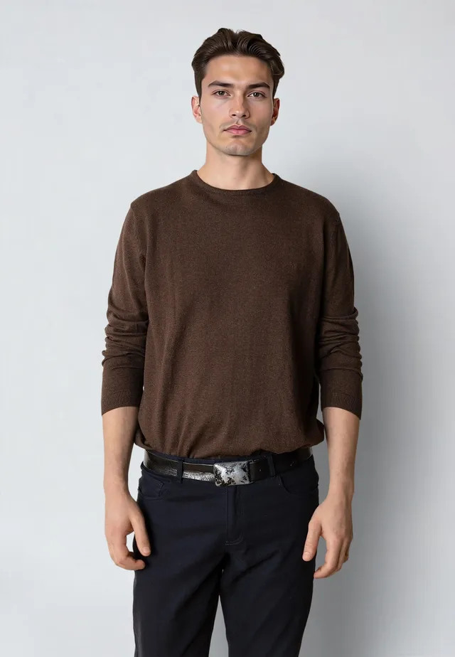 clean-cut-copenhagen-claude-strickpullover-herren-braun-melange-baumwolle image 1