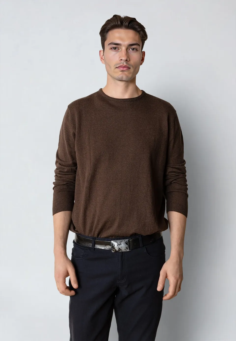 clean-cut-copenhagen-claude-strickpullover-herren-braun-melange-baumwolle image 1