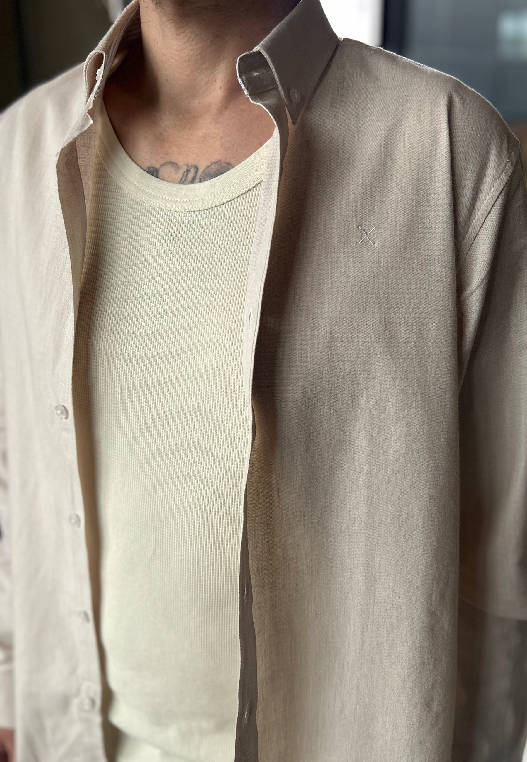 clean-cut-copenhagen-oxford-stretch-hemd-sand-melange image 5