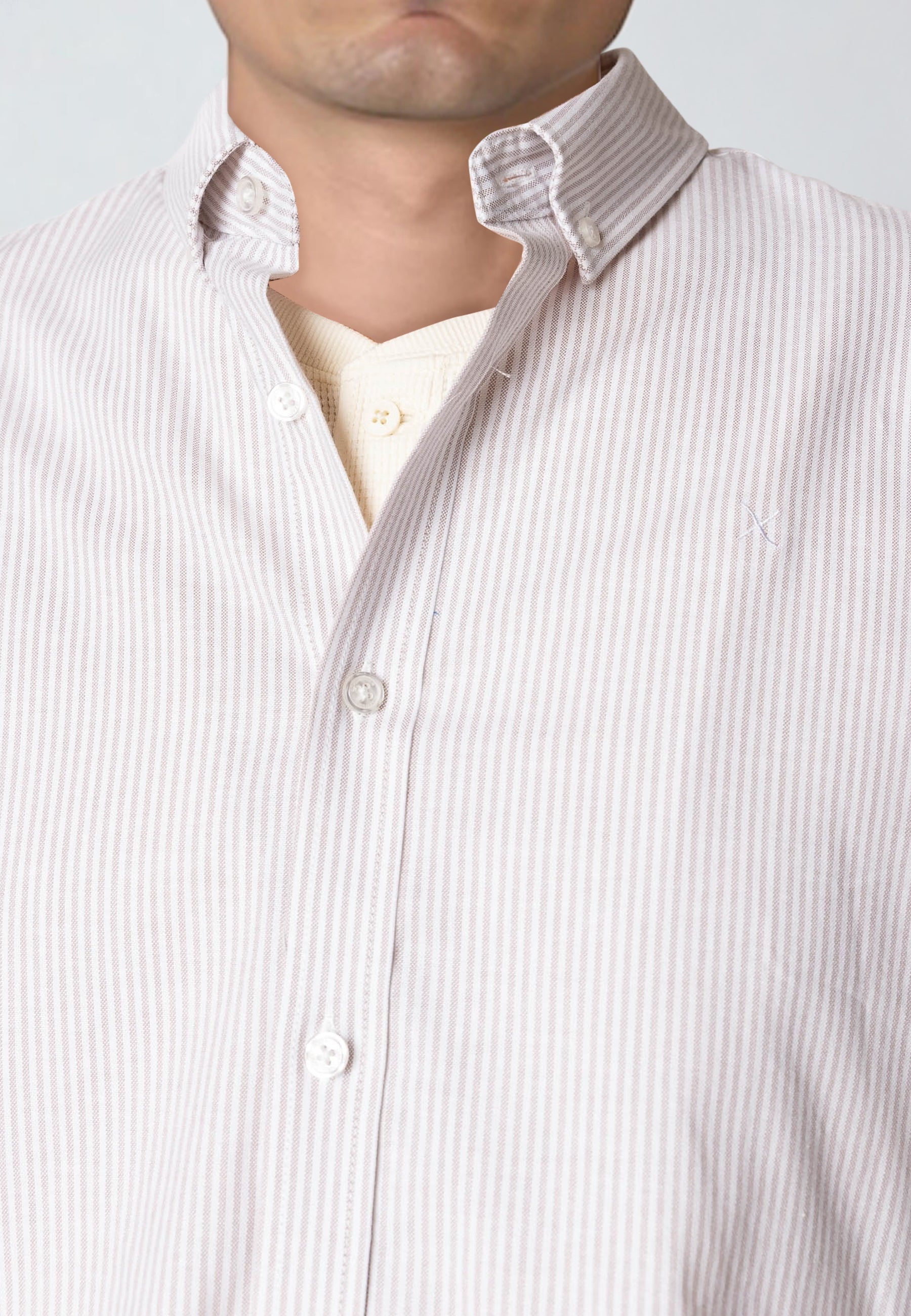 clean-cut-copenhagen-oxford-stretch-hemd-khaki-gestreift image 3