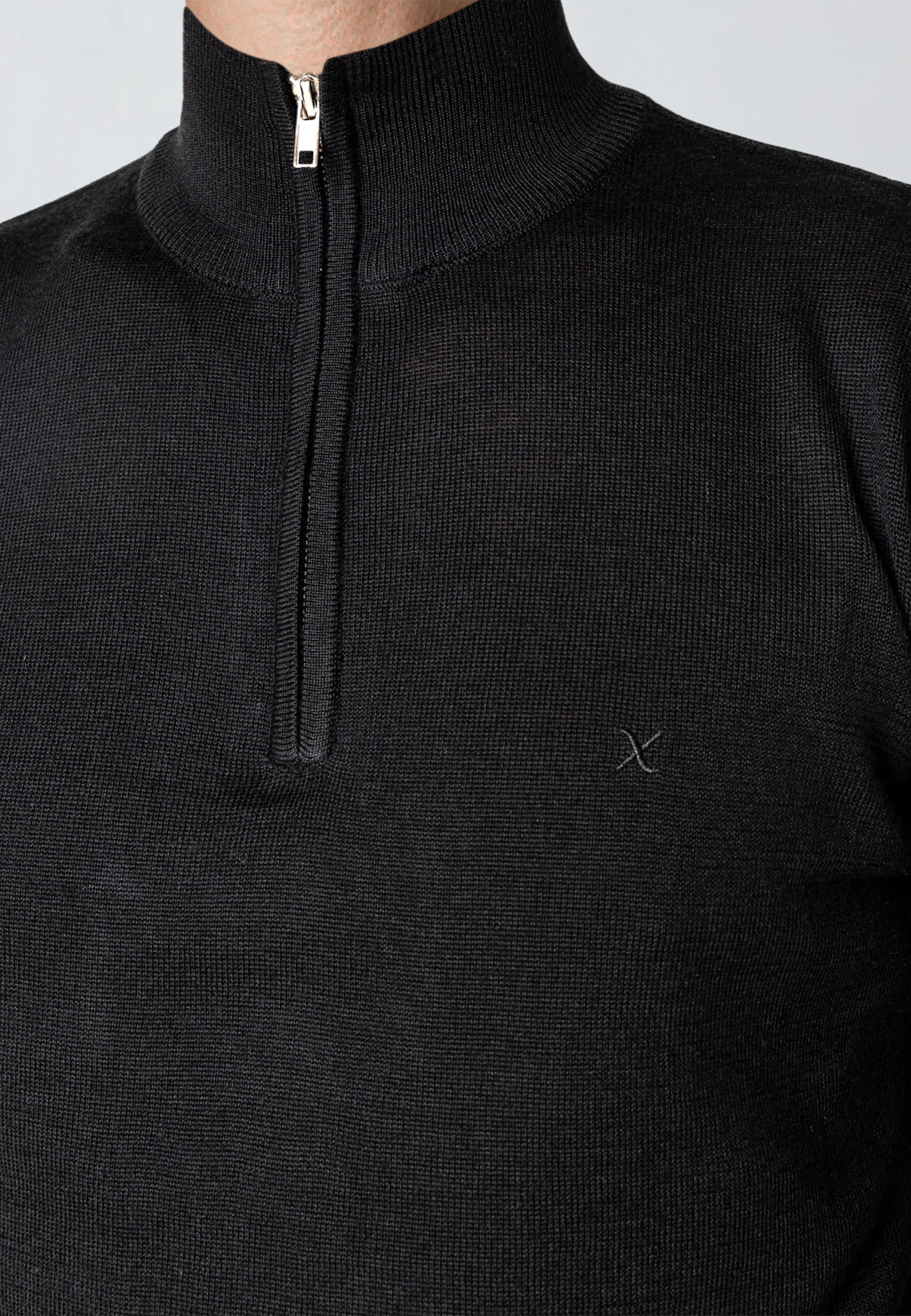 clean-cut-copenhagen-merino-1-2-zip-strickpullover-schwarz-herren image 3