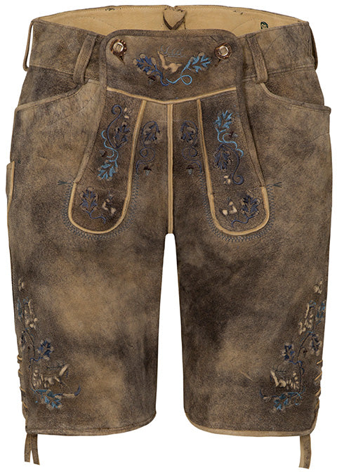 beckert-karwendel-wildbock-lederhose-kurz-tabacco-blau image 1