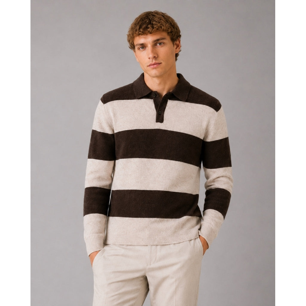 clean-cut-copenhagen-marvin-cashmere-polo-braun-stripe-strick image 1