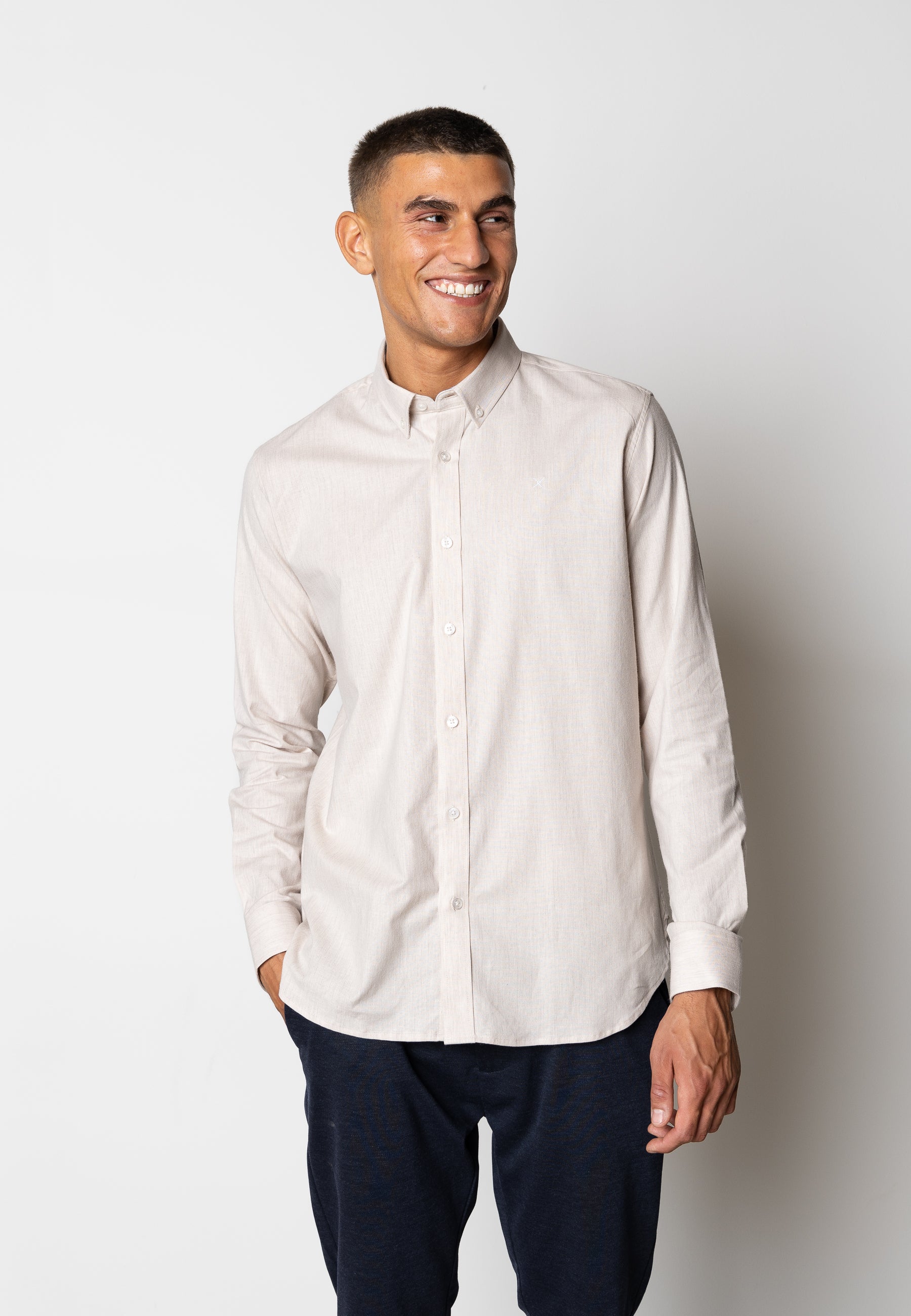 clean-cut-copenhagen-oxford-stretch-hemd-sand-melange image 2