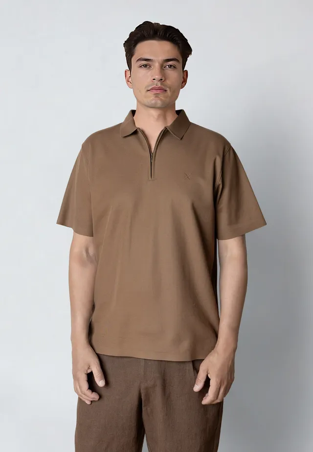 clean-cut-copenhagen-joss-zip-polo-shitake-baumwolle image 1