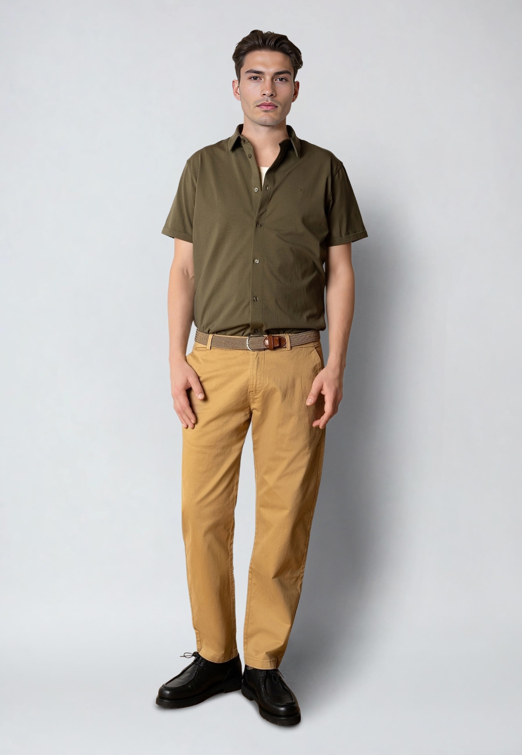 clean-cut-copenhagen-regular-twill-chino-khaki-stretch image 2