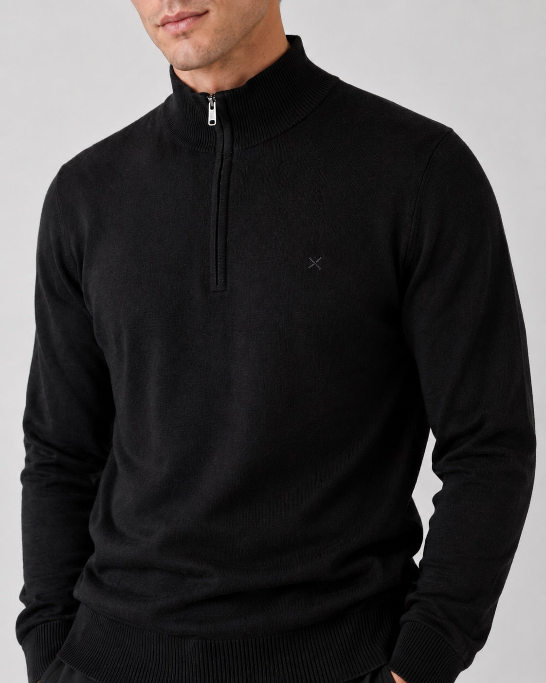 clean-cut-copenhagen-merino-half-zip-pullover-schwarz image 2