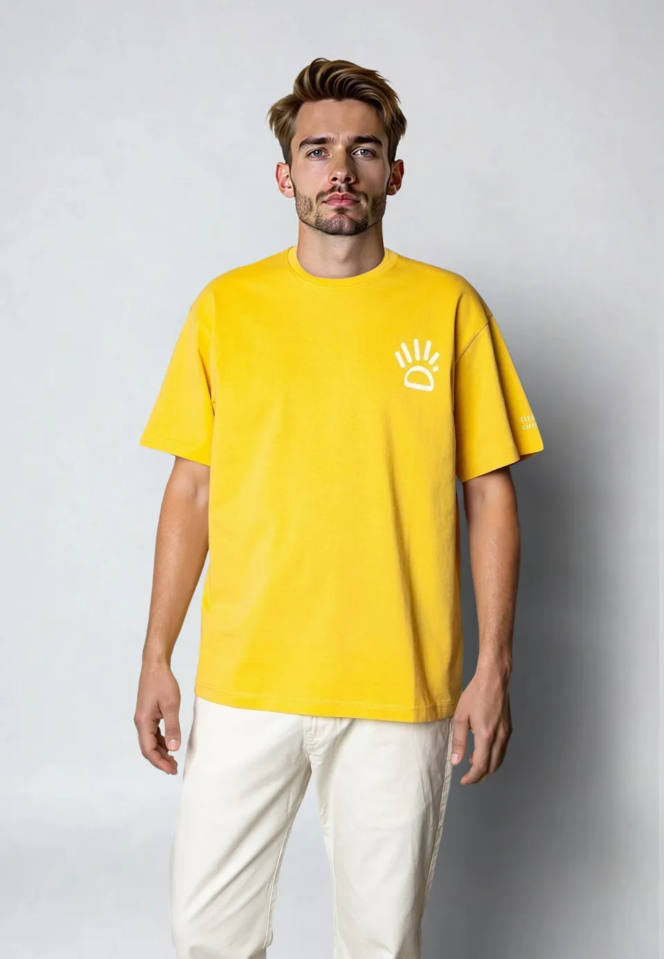 clean-cut-copenhagen-michael-organic-t-shirt-herren-warm-yellow image 1