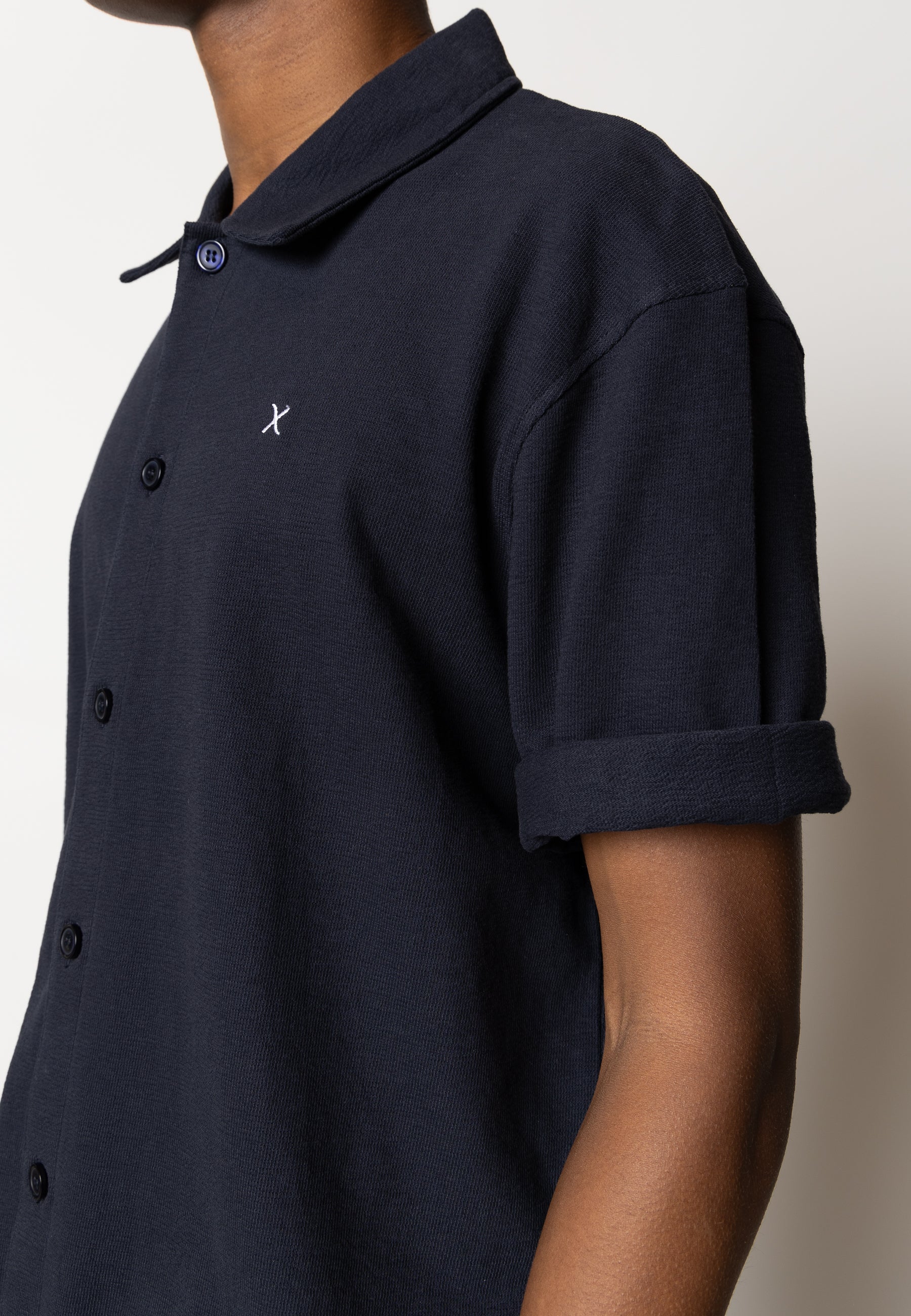 clean-cut-calton-kurzarm-hemd-dark-navy-baumwolle image 3