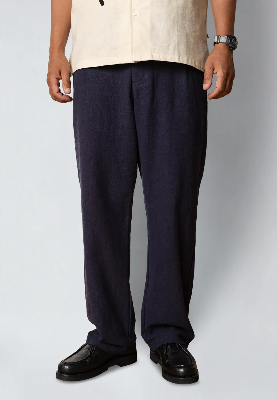 clean-cut-copenhagen-florence-hose-herren-navy-leinen-relaxed image 1