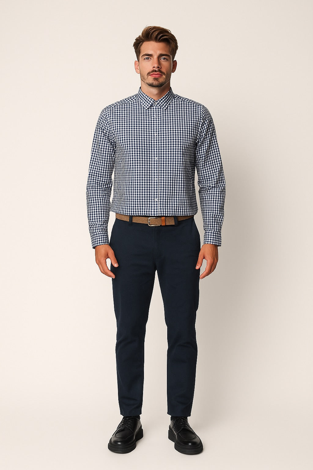 clean-cut-copenhagen-resund-shirt-herren-navy-checked image 2
