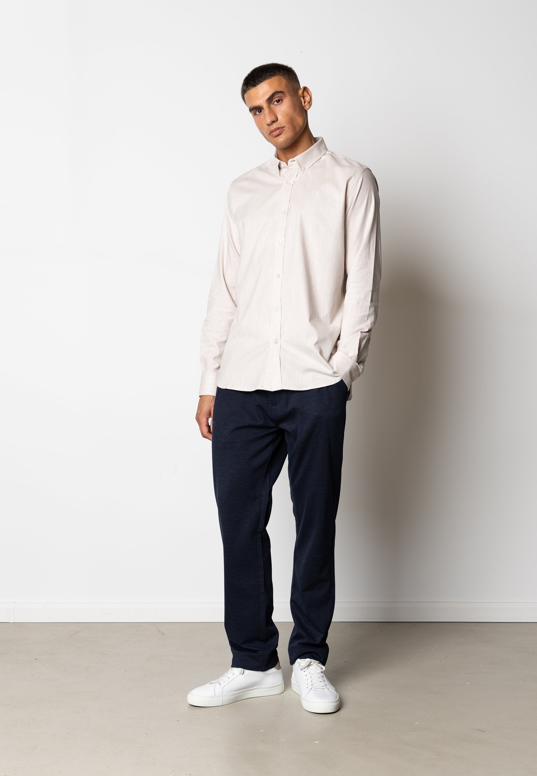 clean-cut-copenhagen-oxford-stretch-hemd-sand-melange image 3