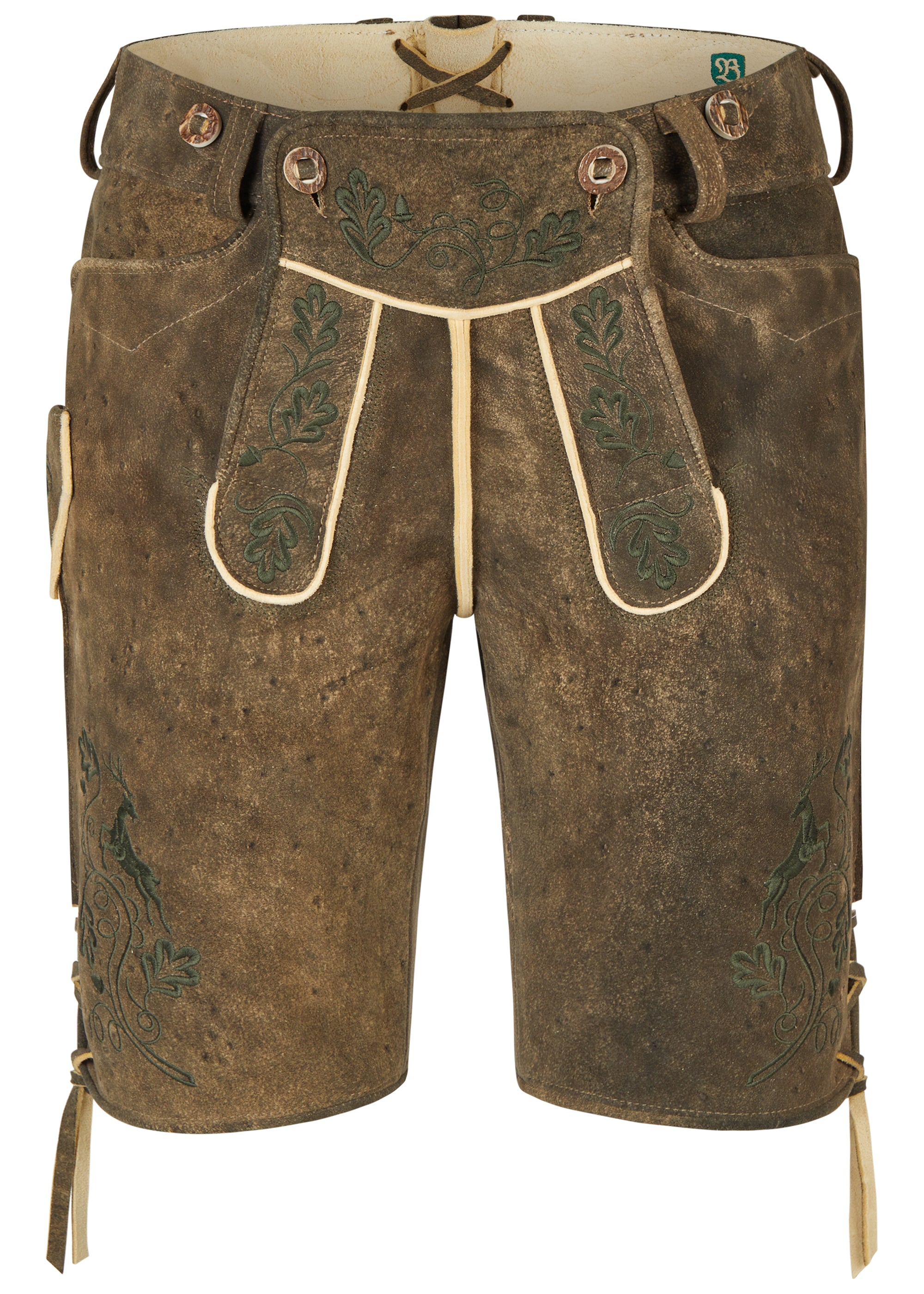 beckert-bayrischzell-hirschlederhose-kurz-empire-oliv-bestickt image 4