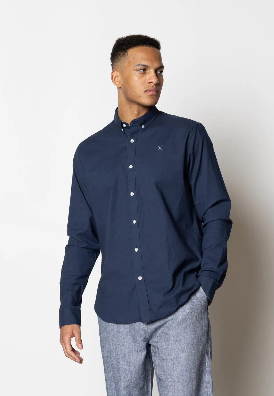 clean-cut-copenhagen-oxford-stretch-shirt-hemd-navy-baumwolle image 1
