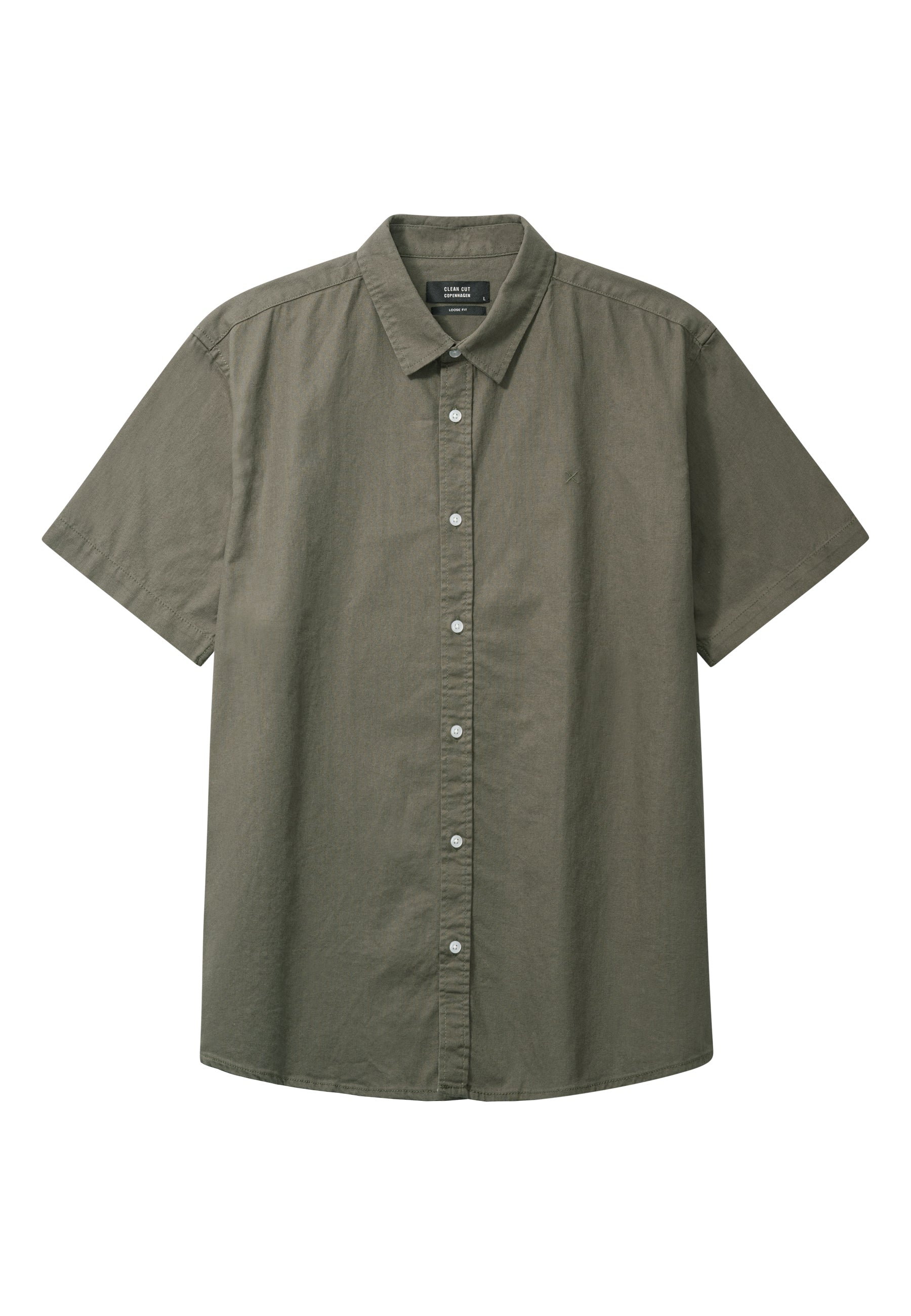 clean-cut-copenhagen-luca-kurzarm-hemd-army-herren-sommer image 1