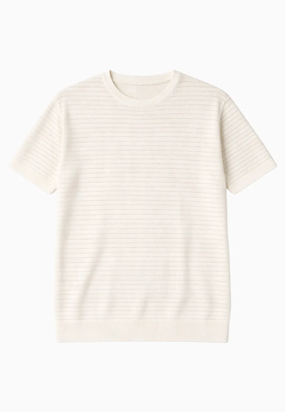 clean-cut-copenhagen-owen-strick-t-shirt-ecru-navy image 1
