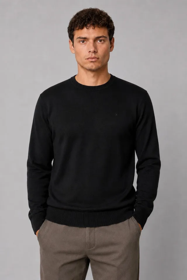 clean-cut-copenhagen-merino-crewneck-strickpullover-schwarz-merinowolle image 1