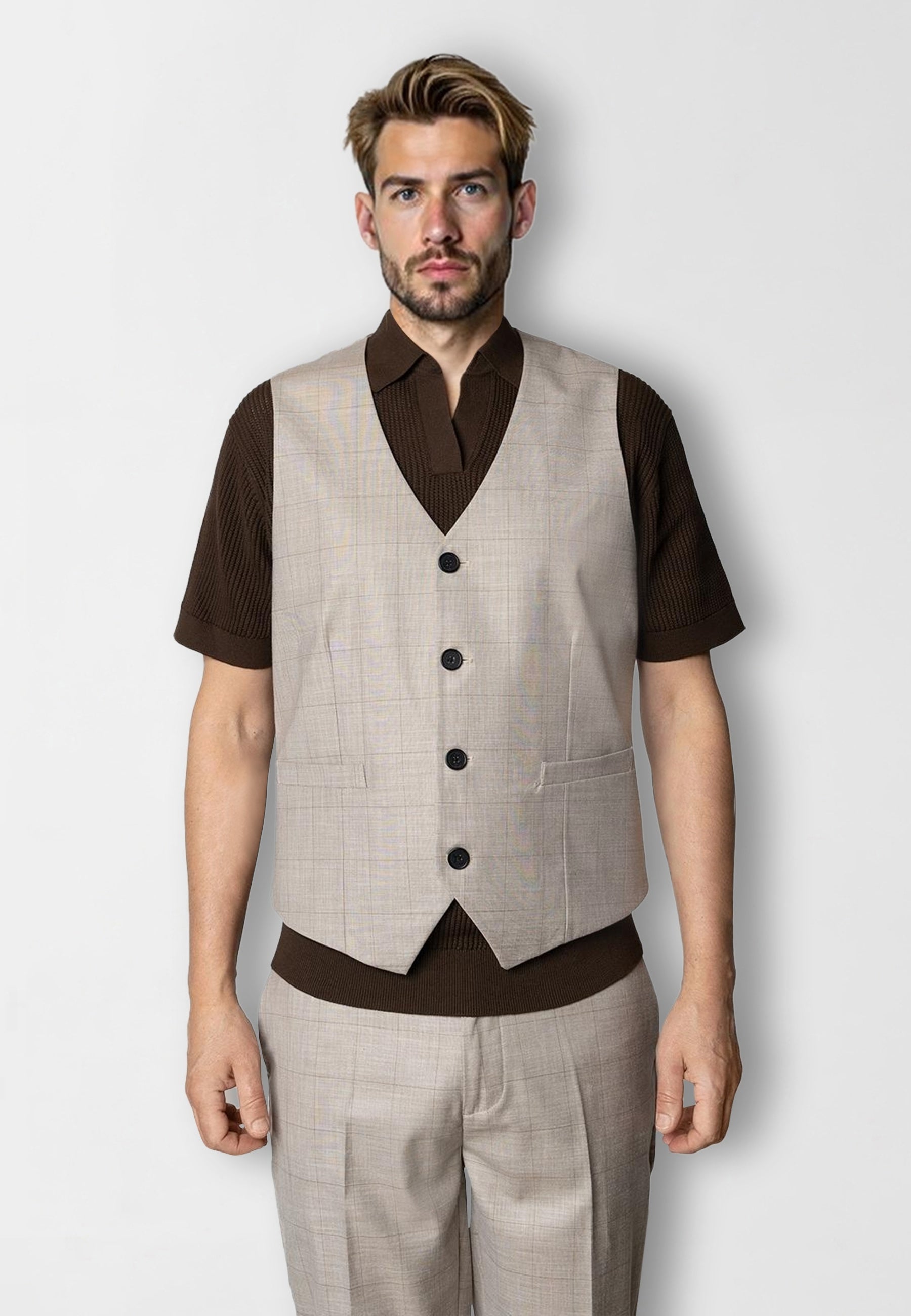 clean-cut-copenhagen-mateo-weste-herren-braun-karo-melange image 2