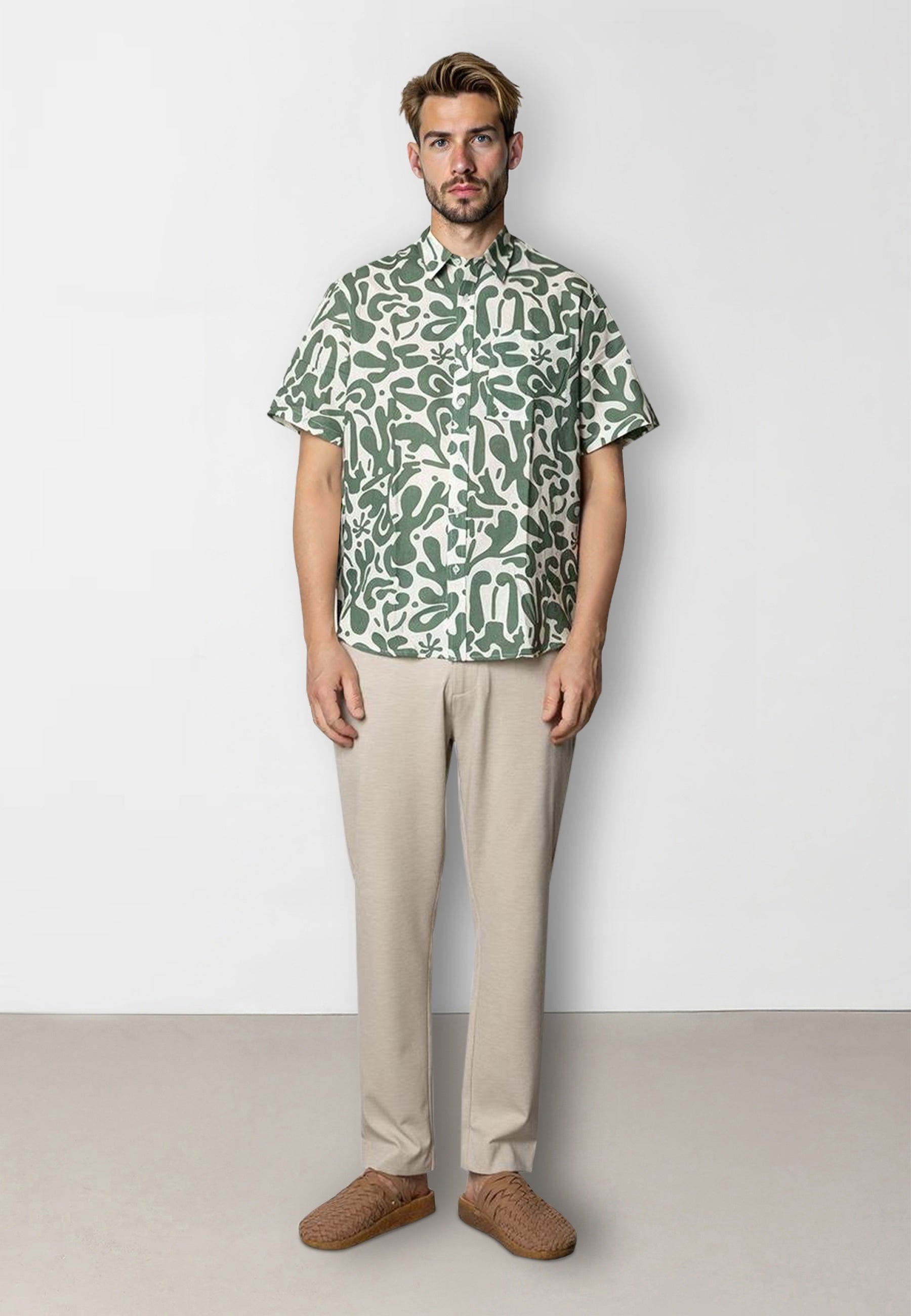 clean-cut-copenhagen-harry-kurzarm-hemd-ecru-dunkelgr-n-floral image 3