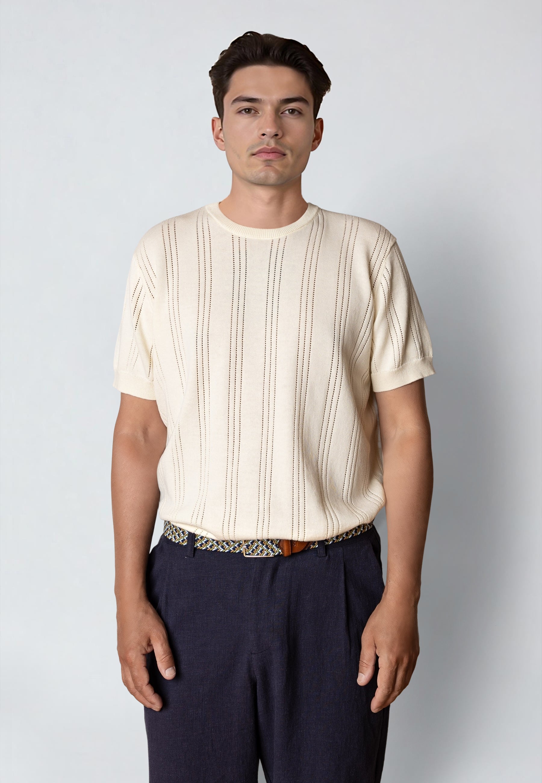 clean-cut-copenhagen-robin-strick-t-shirt-ecru image 2