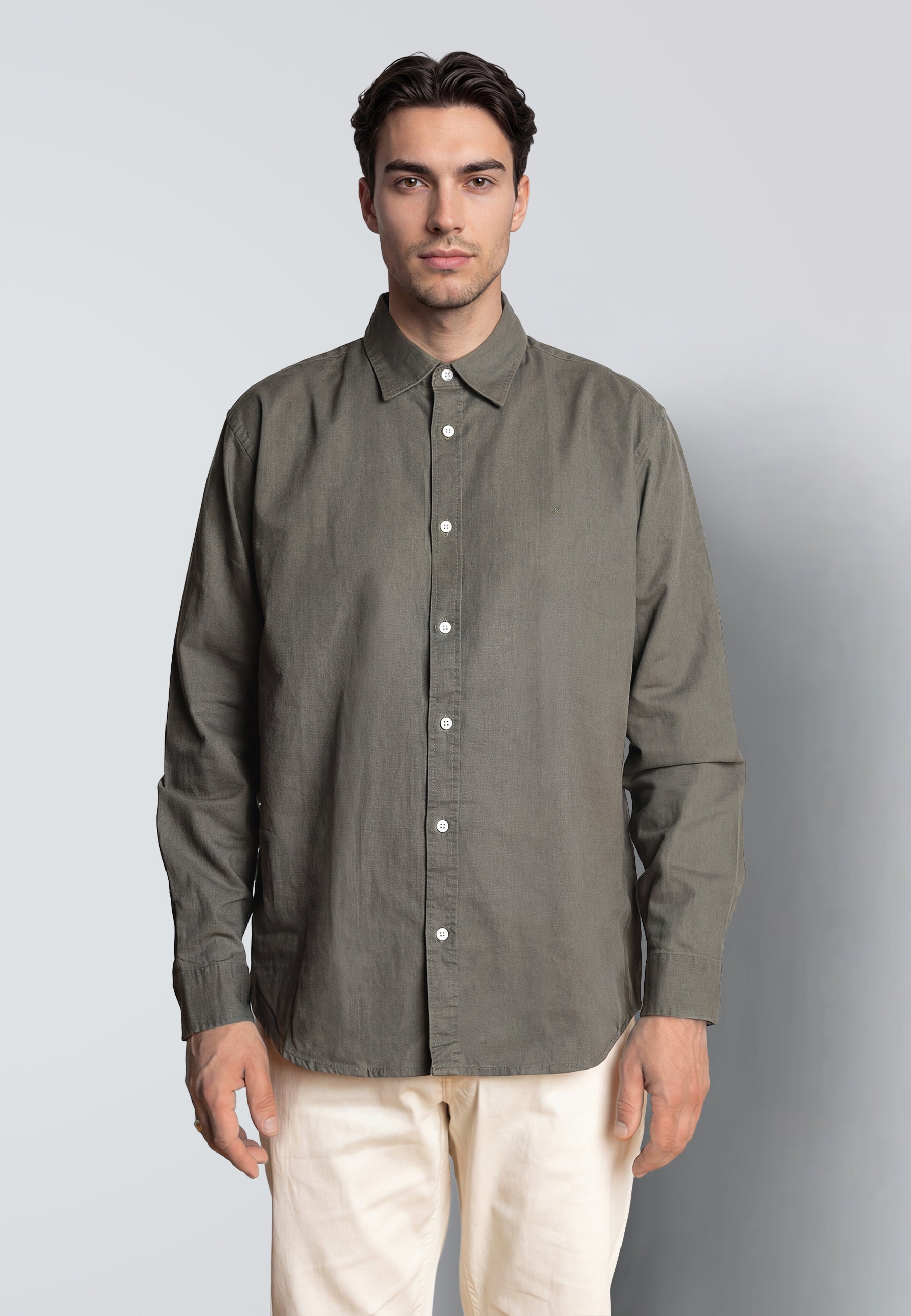 clean-cut-copenhagen-luca-hemd-army-herren-leinen-regular image 2