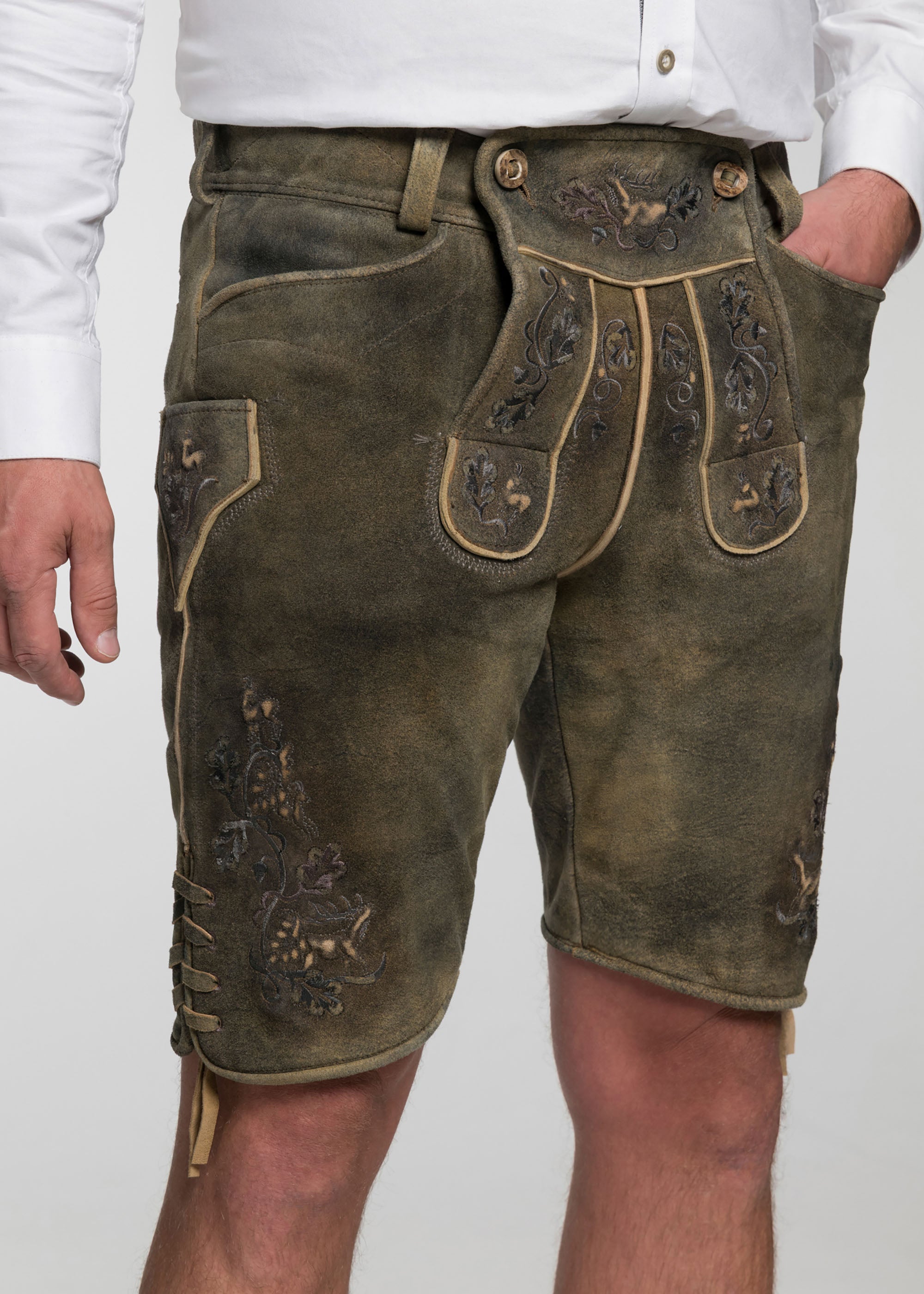 beckert-karwendel-wildbock-lederhose-kurz-rauchbraun image 2
