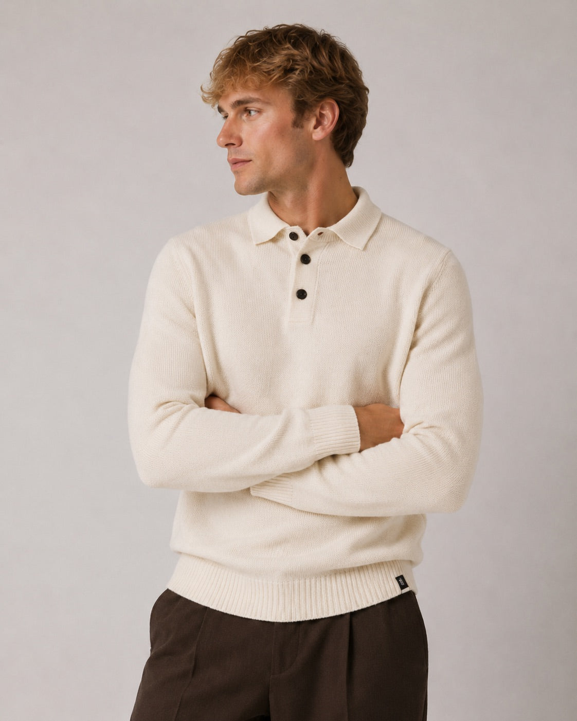 clean-cut-copenhagen-vester-polo-knit-ecru-herren image 1