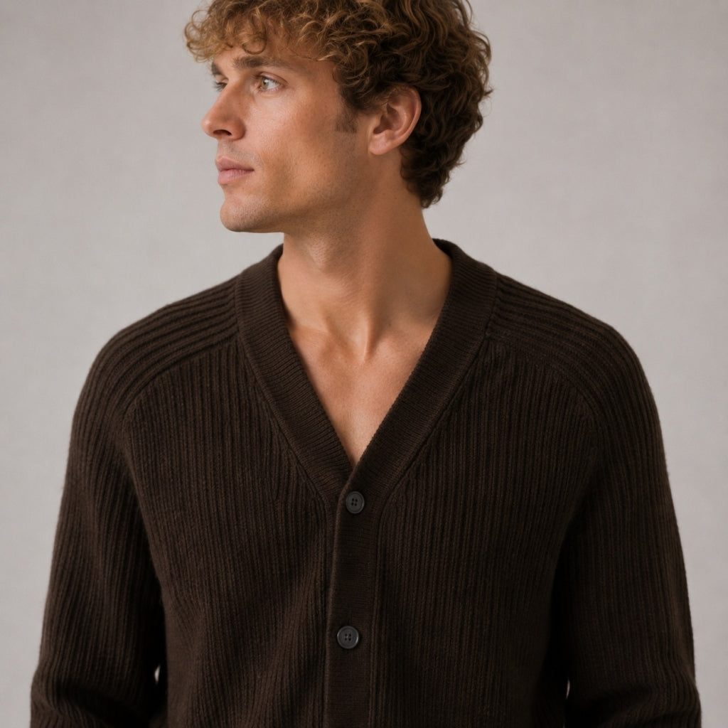 clean-cut-copenhagen-ludvig-cardigan-dunkelbraun-wolle-gr-m image 2
