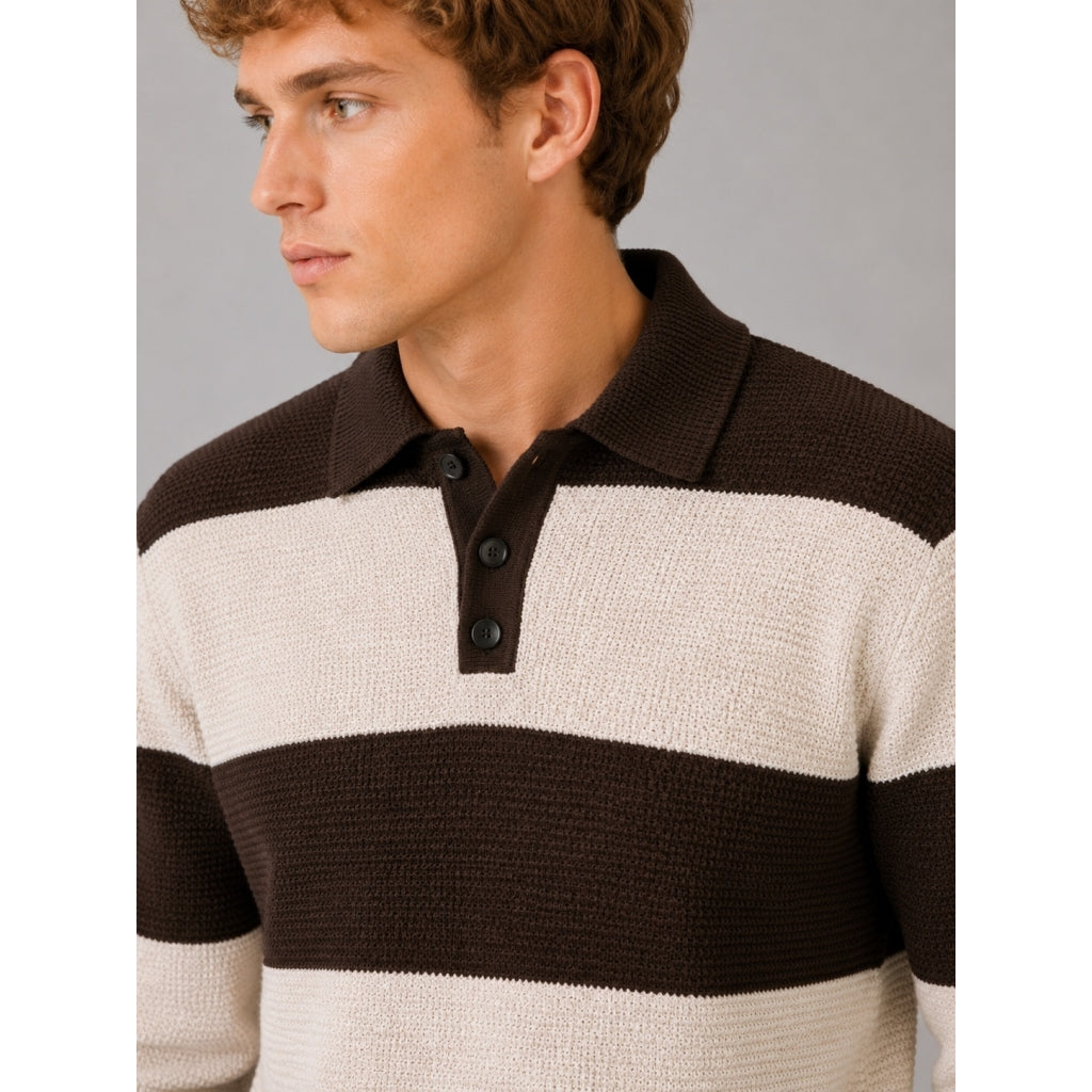 clean-cut-copenhagen-marvin-cashmere-polo-braun-stripe-strick image 2