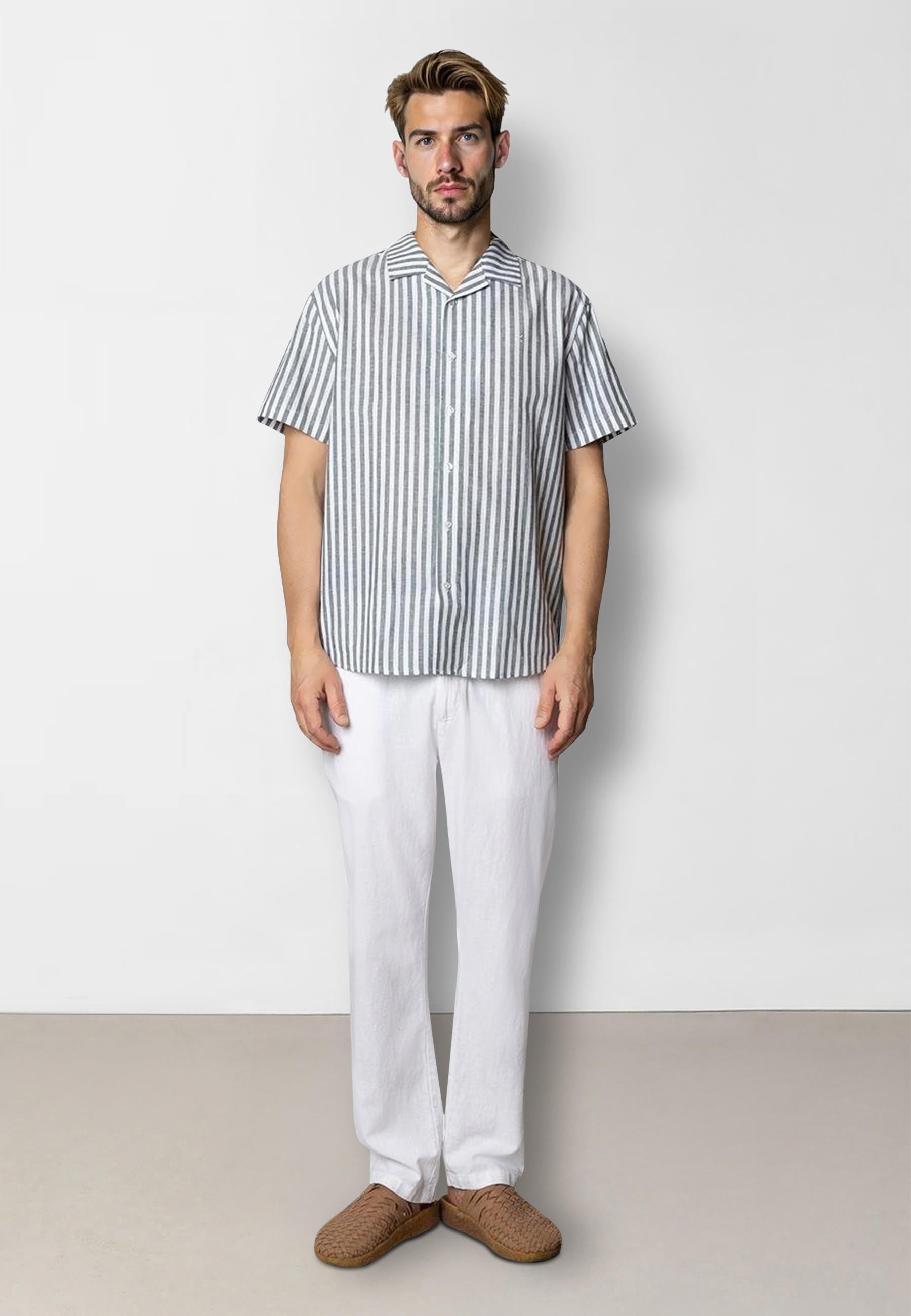 clean-cut-copenhagen-giles-bowlinghemd-dunkelgr-n-leinenmix image 1